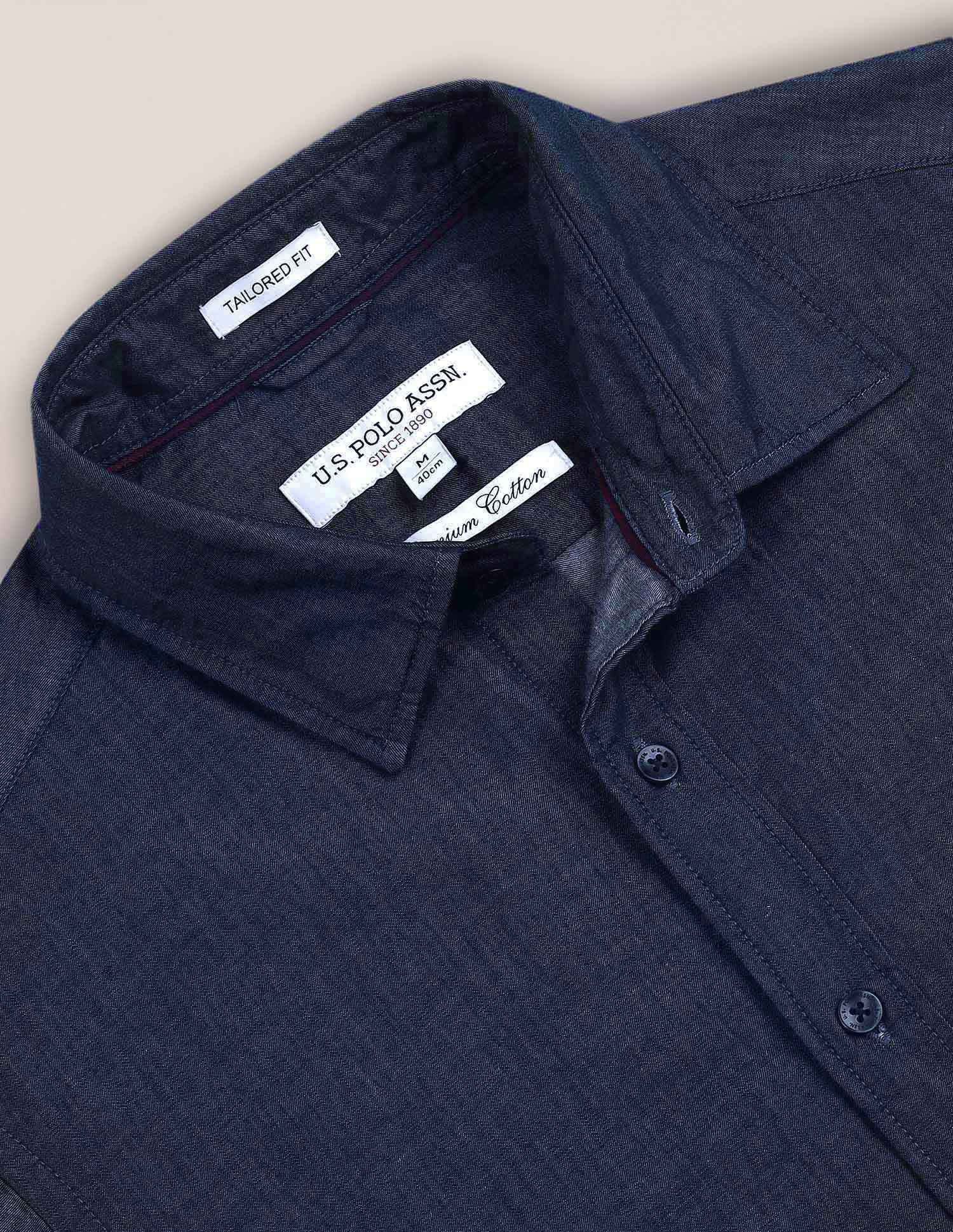 Tailored Fit Chambray Shirt Indigo - U.S. POLO ASSN. | Large