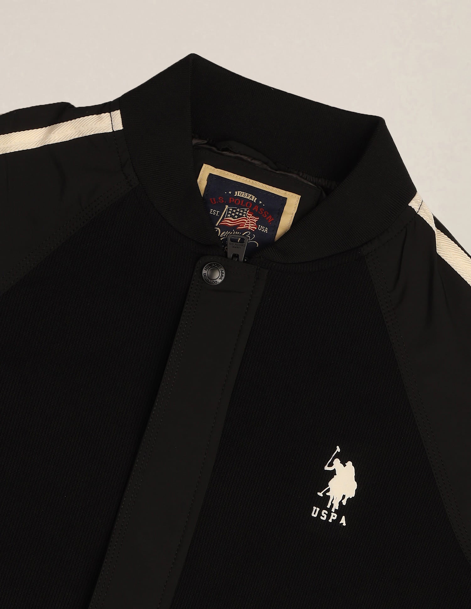 Vertical Stripes Regular Fit Jacket Black - U.S. Polo Assn. India | Large