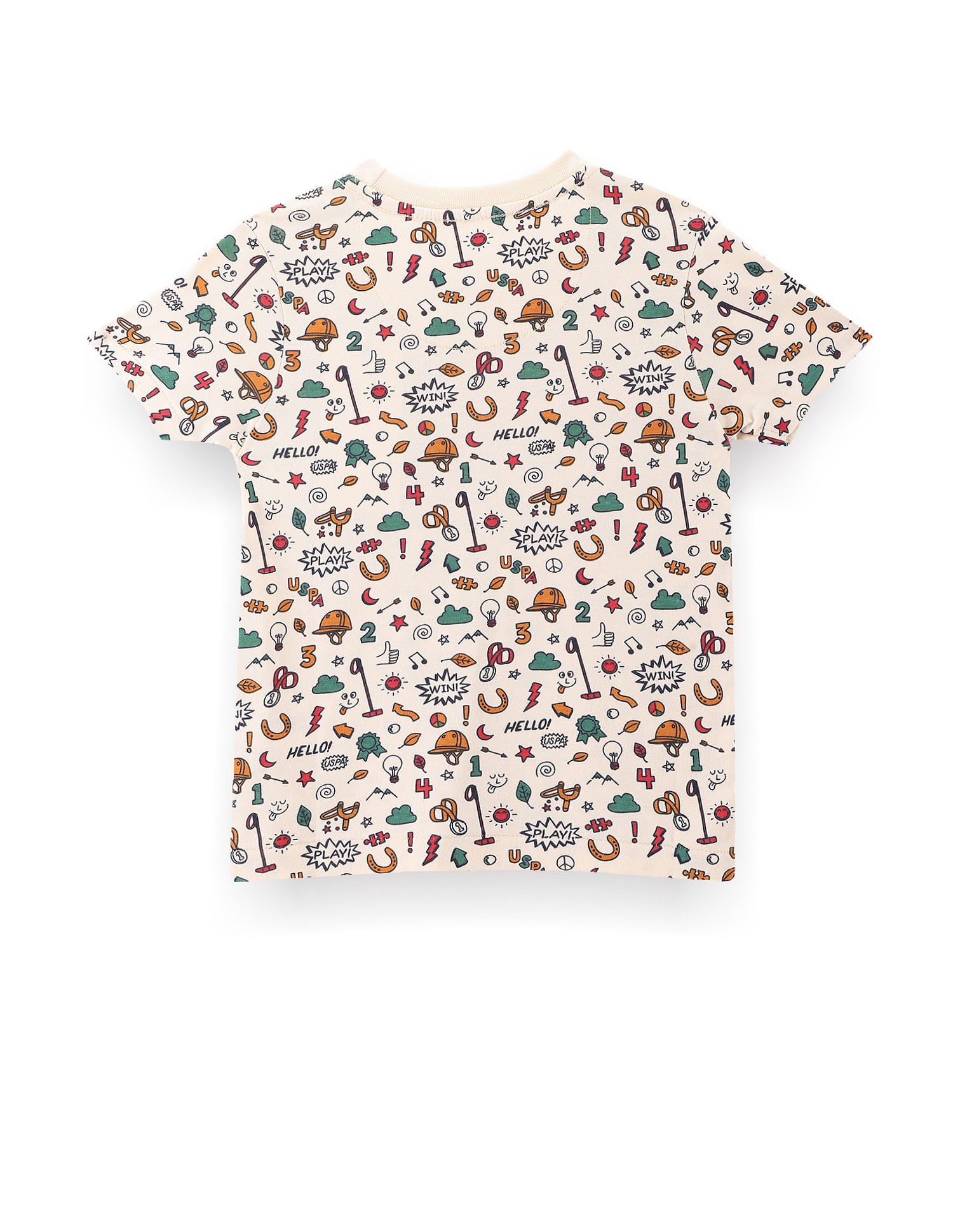 Boys Graphic Print Cotton T-Shirt Beige - U.S. POLO ASSN. | Large