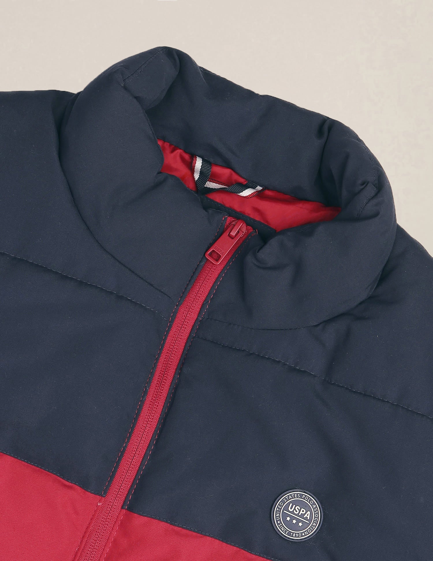 High Neck Colour Block Jacket Navy and Red - U.S. Polo Assn. India | Large