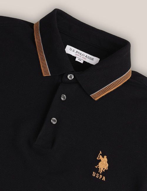 Patterned Collar Slim Fit Polo Shirt