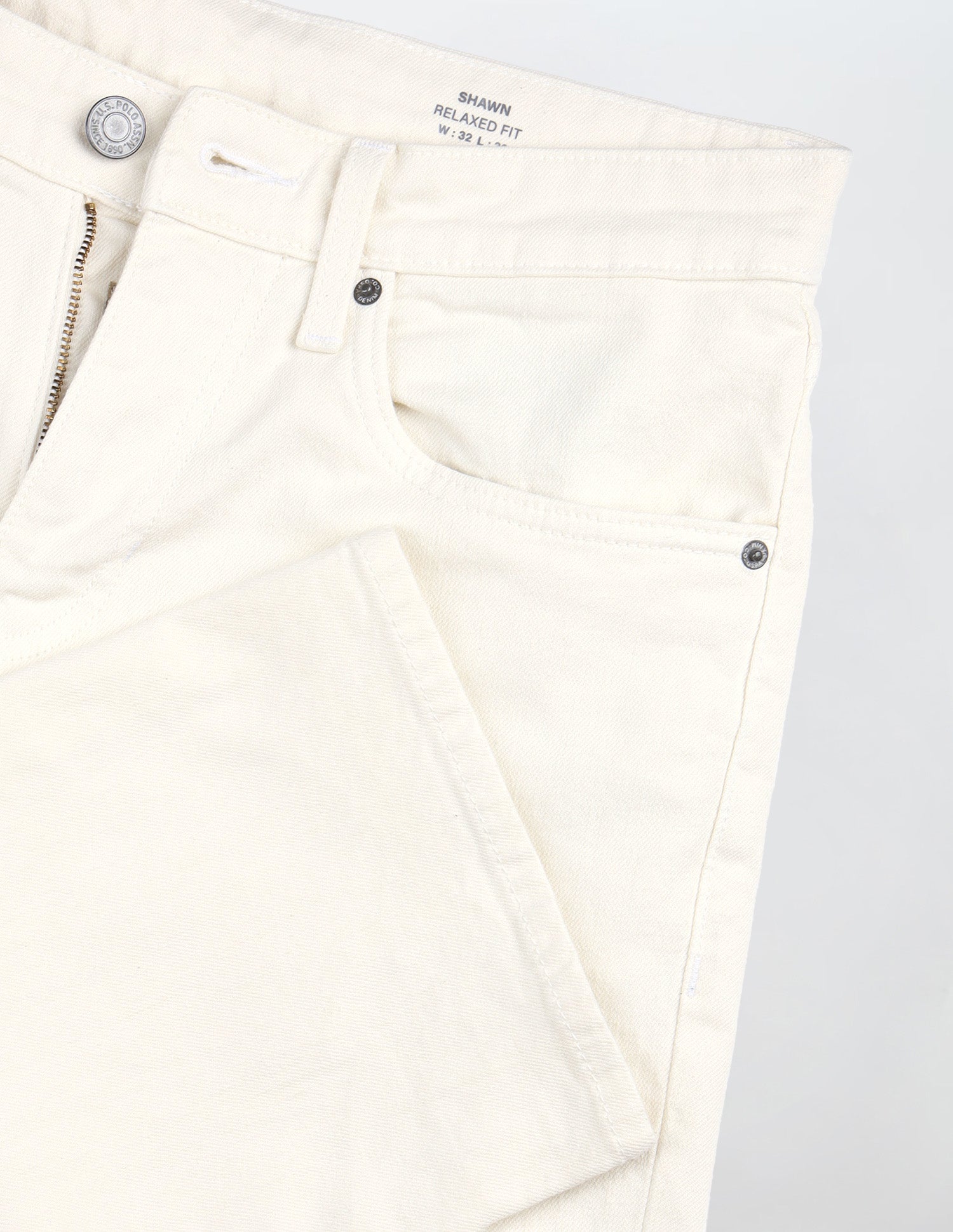 Shawn Relaxed Fit White Jeans Ivory - U.S. POLO ASSN. | Large