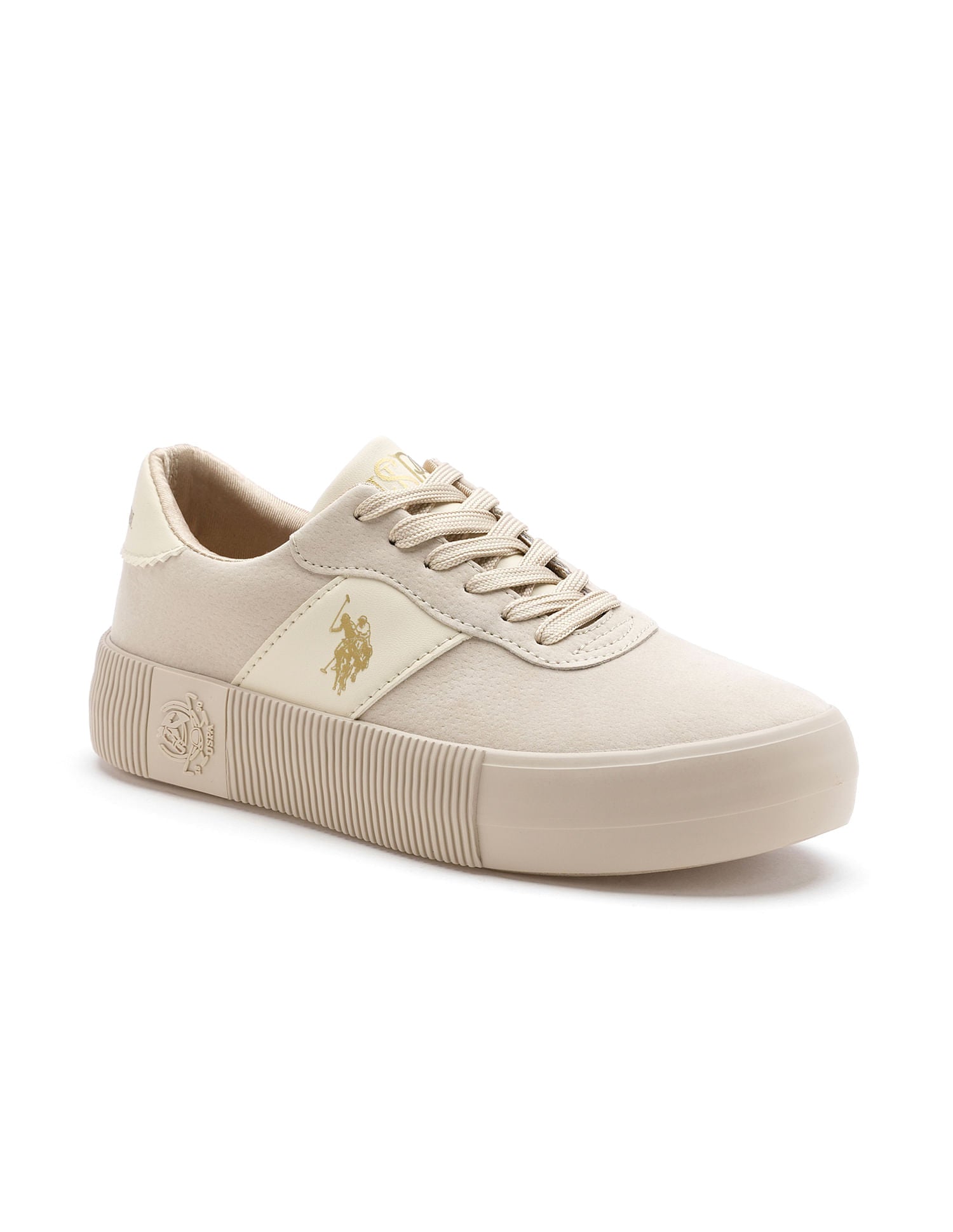 U.S. Polo Assn. Women Cordela 3.0 Round Toe Lace-Ups Sneakers Beige - U.S. POLO ASSN. | Large
