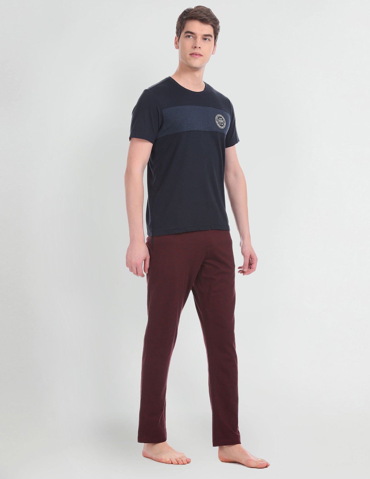 Crew Neck Colour Block I681 Lounge T-Shirt - Pack Of 1 Navy - U.S. POLO ASSN. | Large