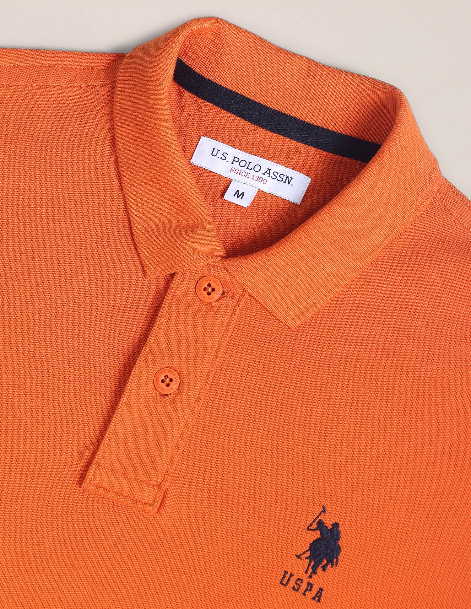 Panelled Sleeve Solid Polo Shirt Orange - U.S. POLO ASSN. | Large