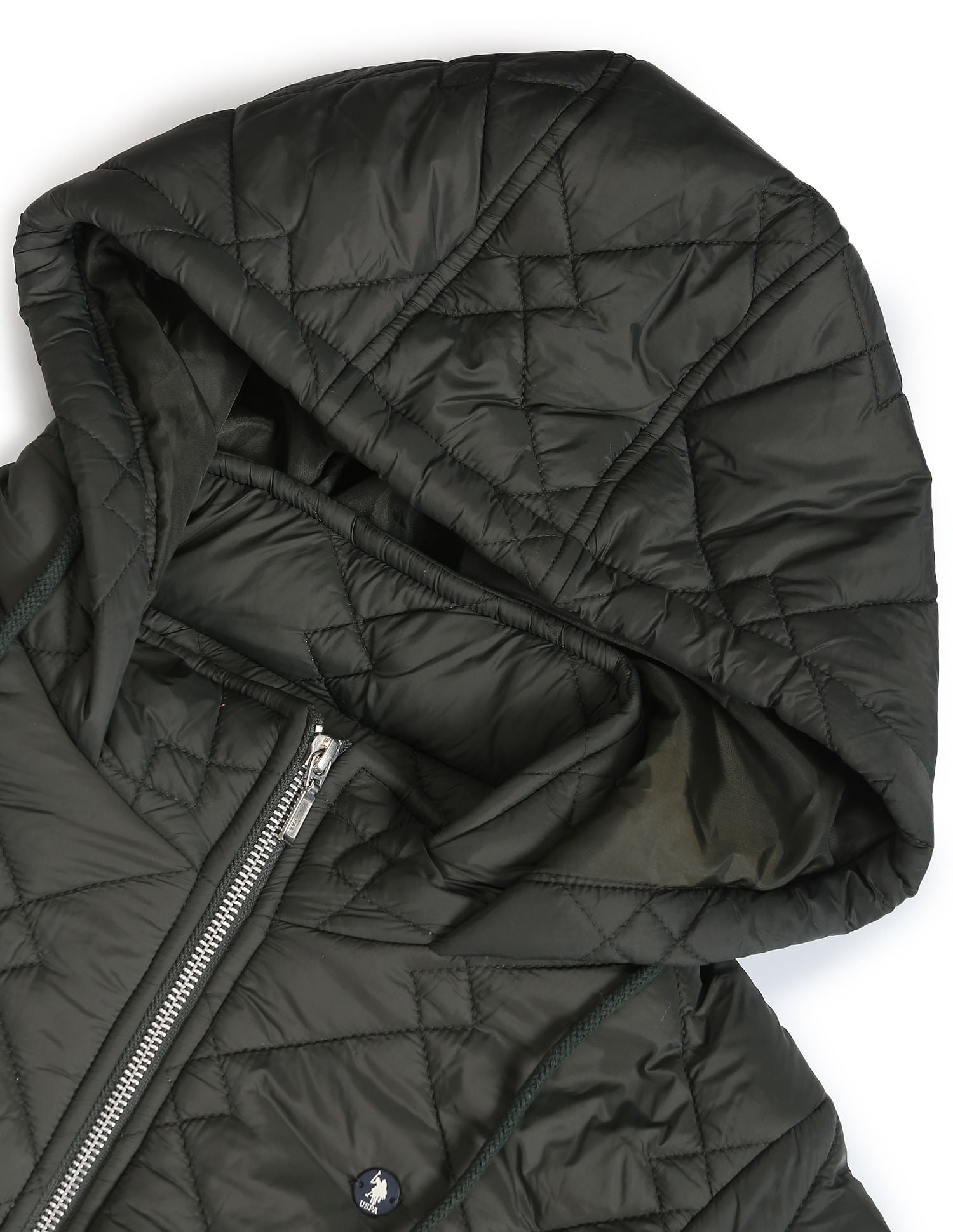Solid Quilted Jacket Dark Green - U.S. Polo Assn. India | Large