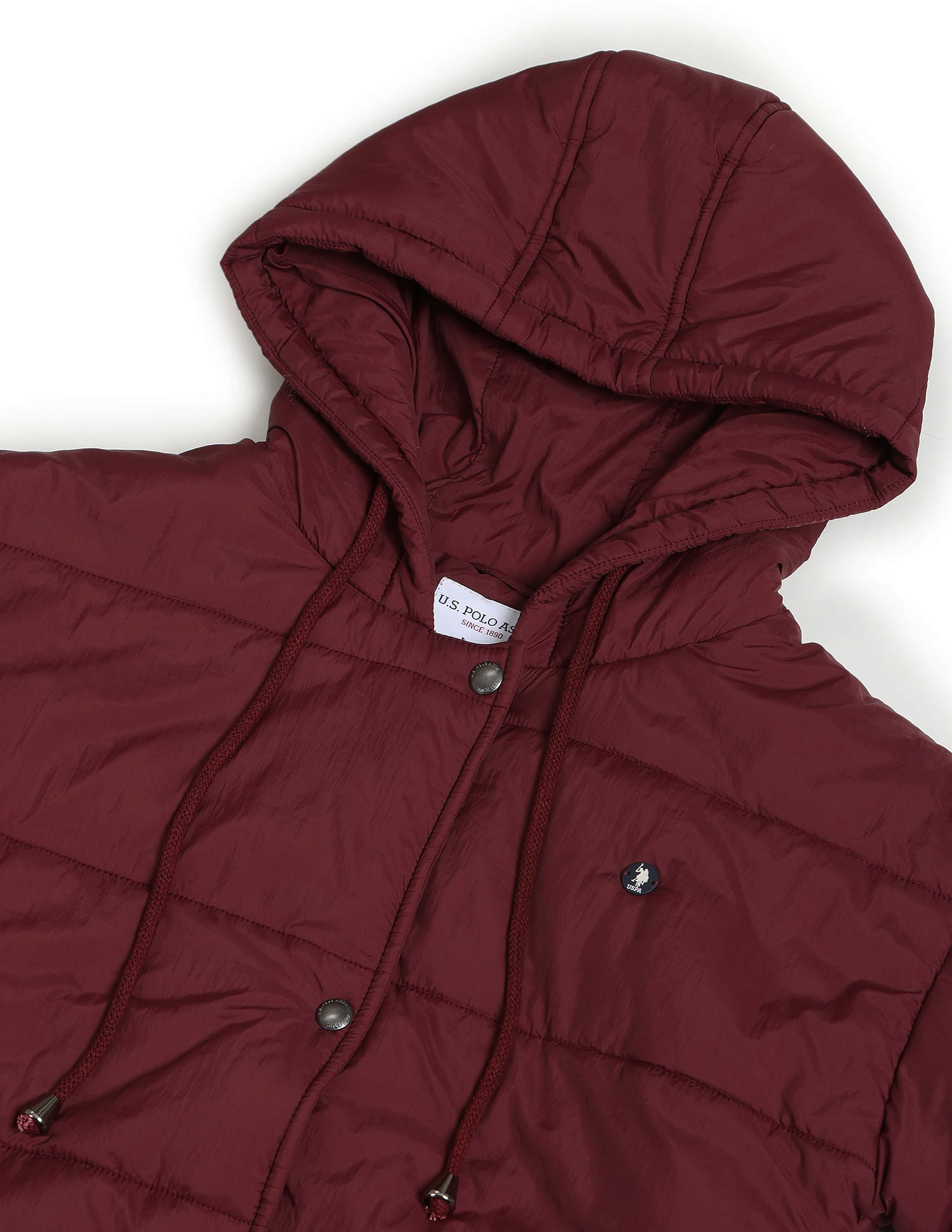 Hooded Solid Padded Jacket Maroon - U.S. POLO ASSN. | Large