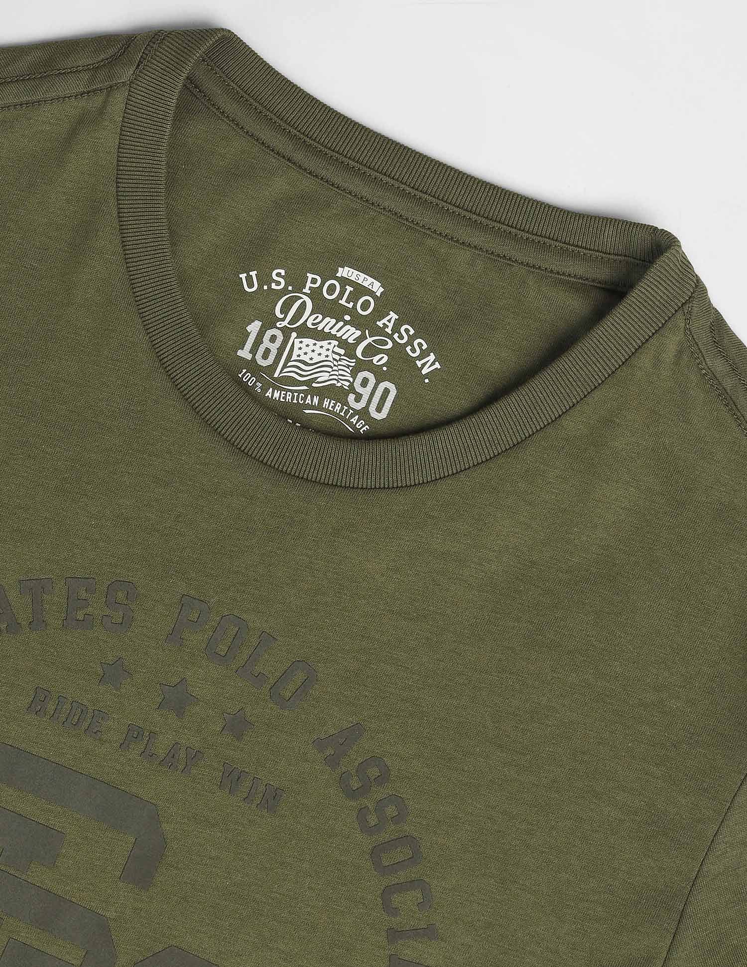 Tonal Branding Heathered T-Shirt Olive - U.S. Polo Assn. India | Large