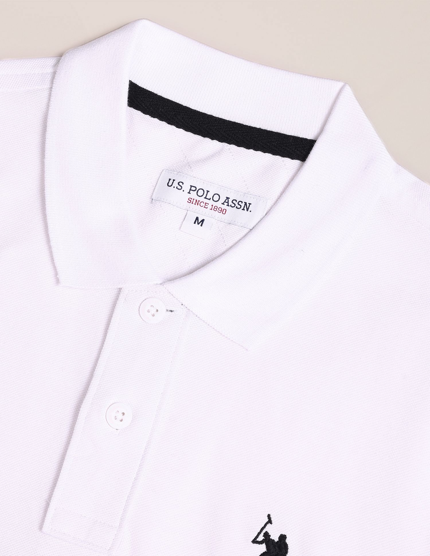 Colour Block Cotton Polo Shirt White - U.S. POLO ASSN. | Large