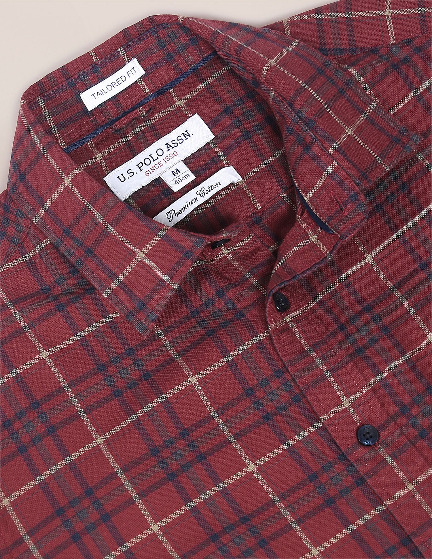 Matt Check Dobby Casual Shirt Maroon - U.S. POLO ASSN. | Large