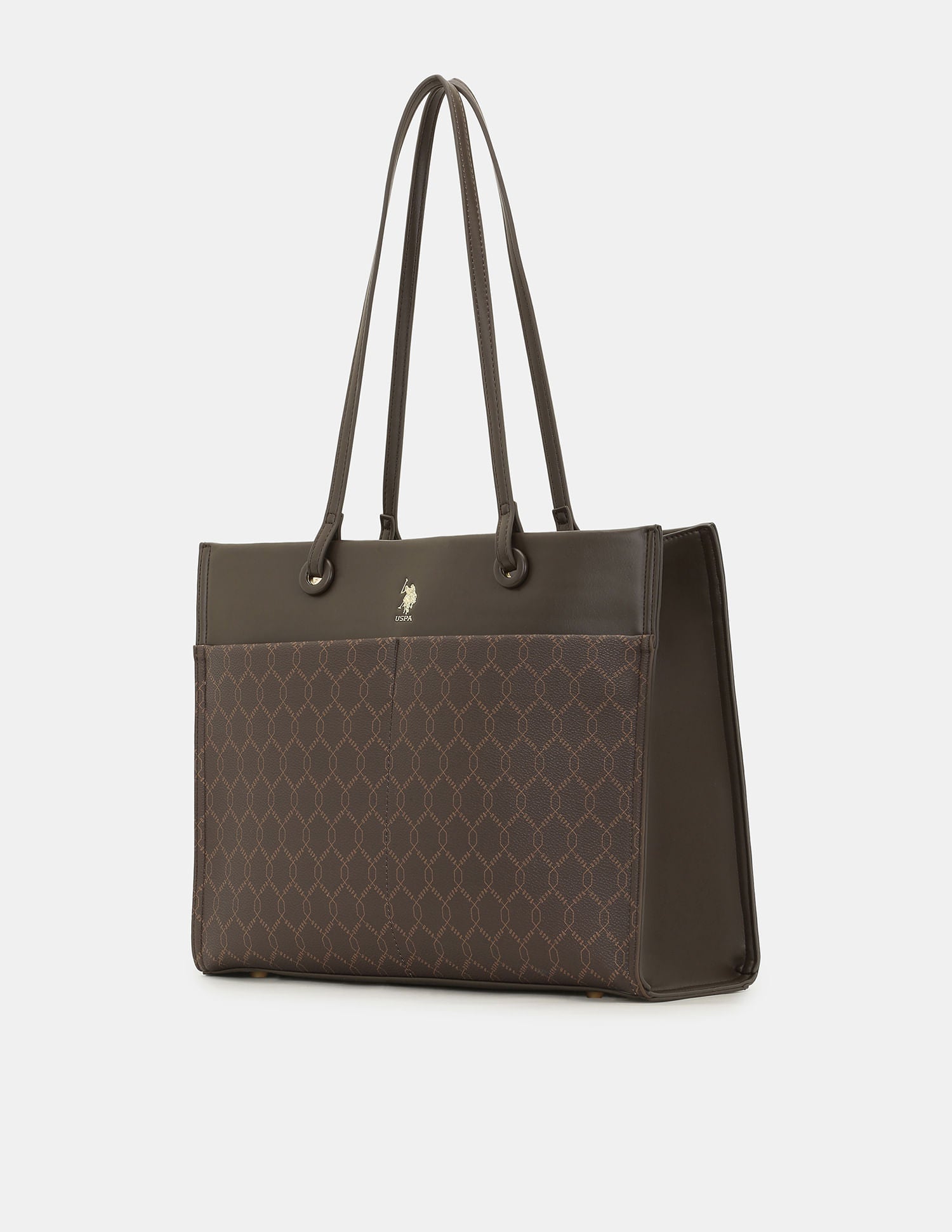 Women Bria Multipurpose Monogram Tote Bag Brown - U.S. POLO ASSN. | Large