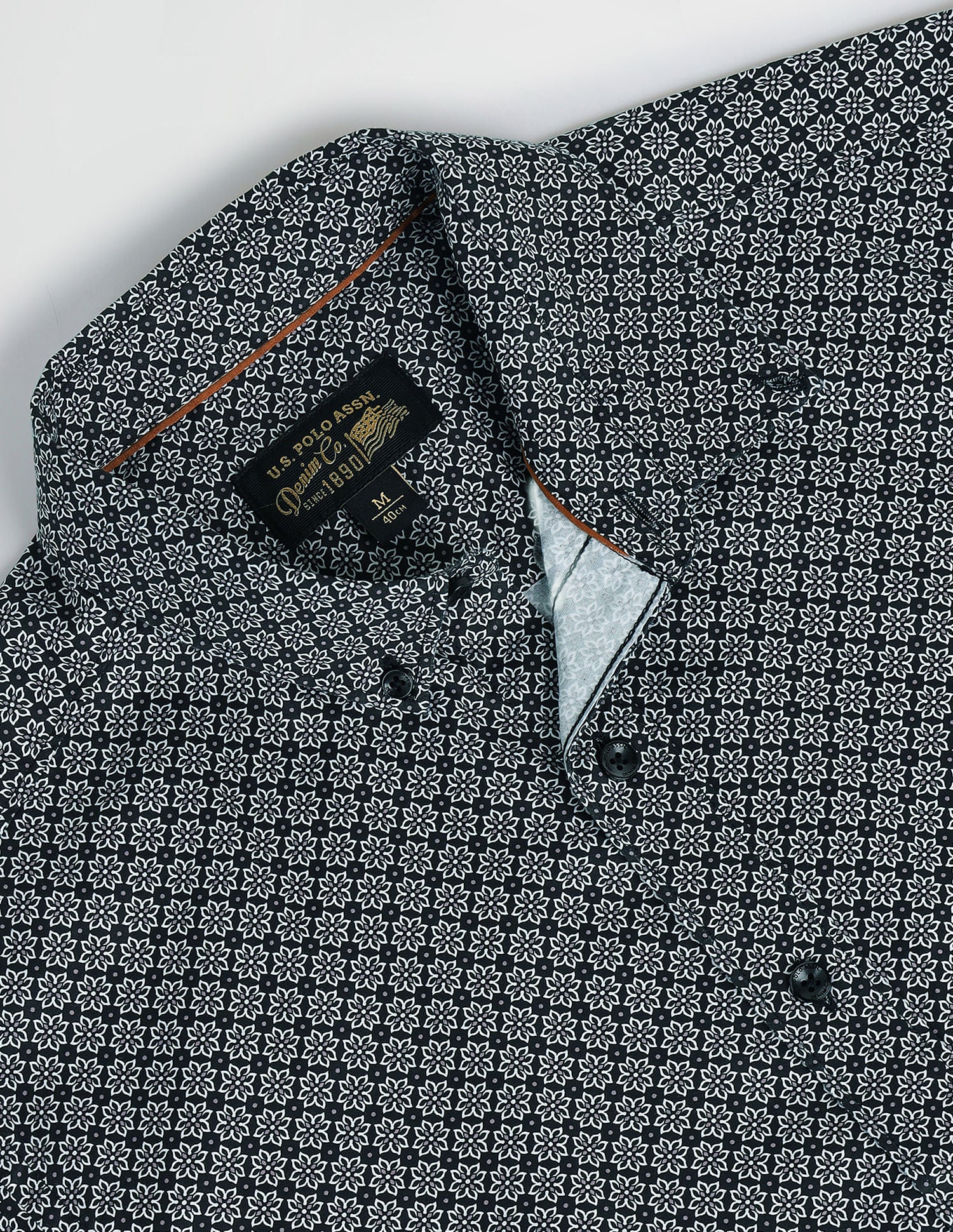 Slim Fit Motif Print Shirt Black - U.S. Polo Assn. India | Large