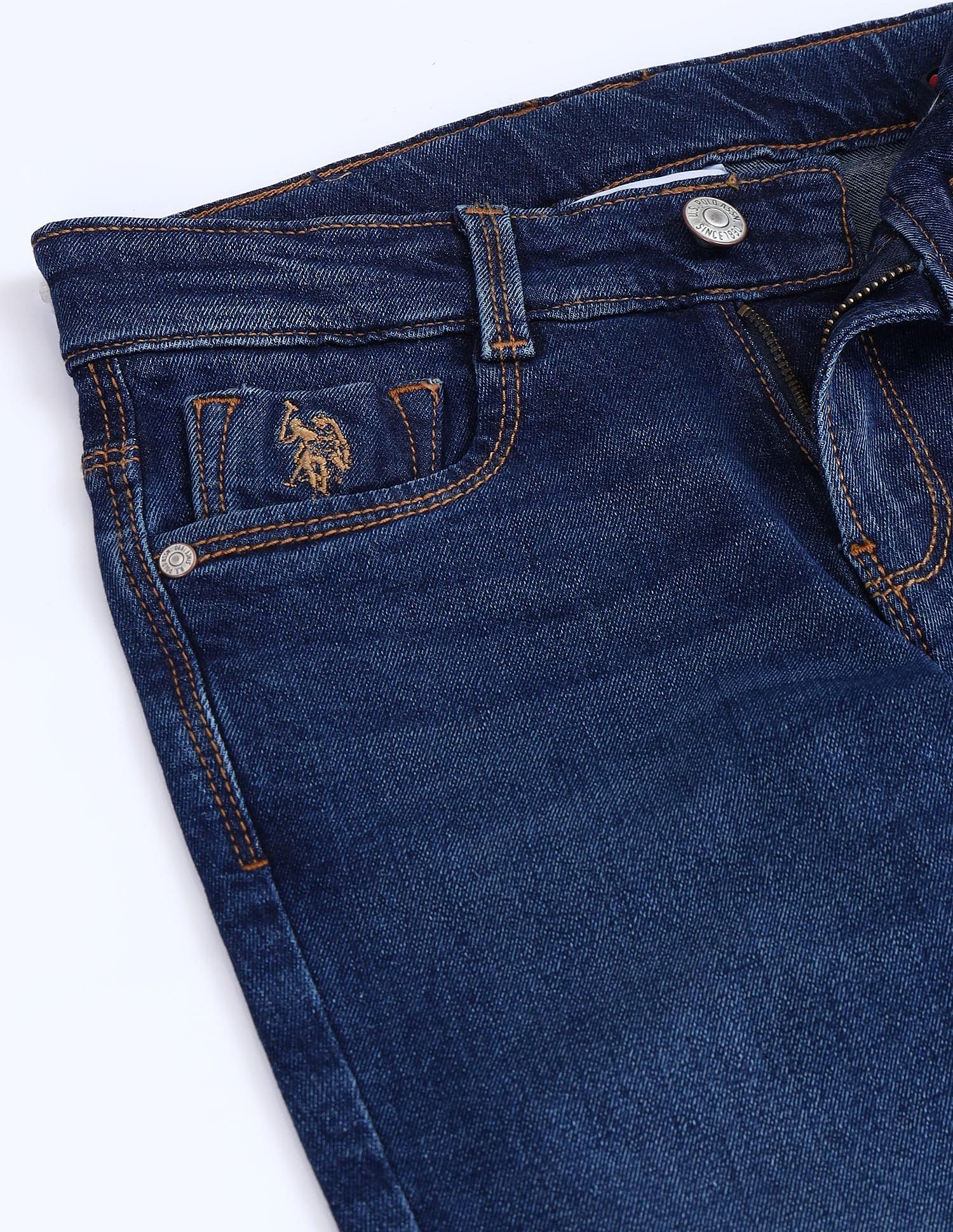 Slim Fit Stone Washed Jeans Dark Blue - U.S. POLO ASSN. | Large