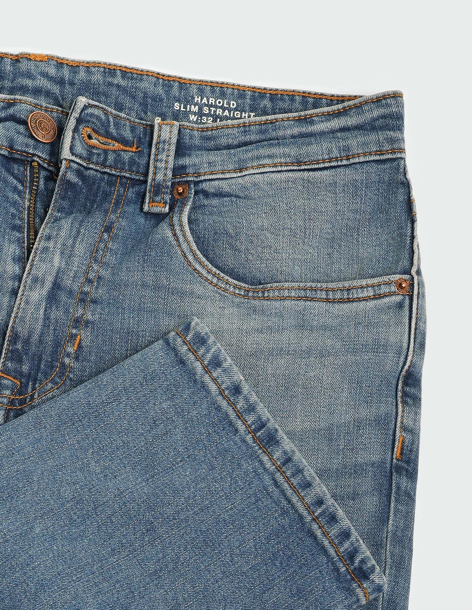Harold Slim Straight Fit Blue Jeans Blue - U.S. Polo Assn. India | Large