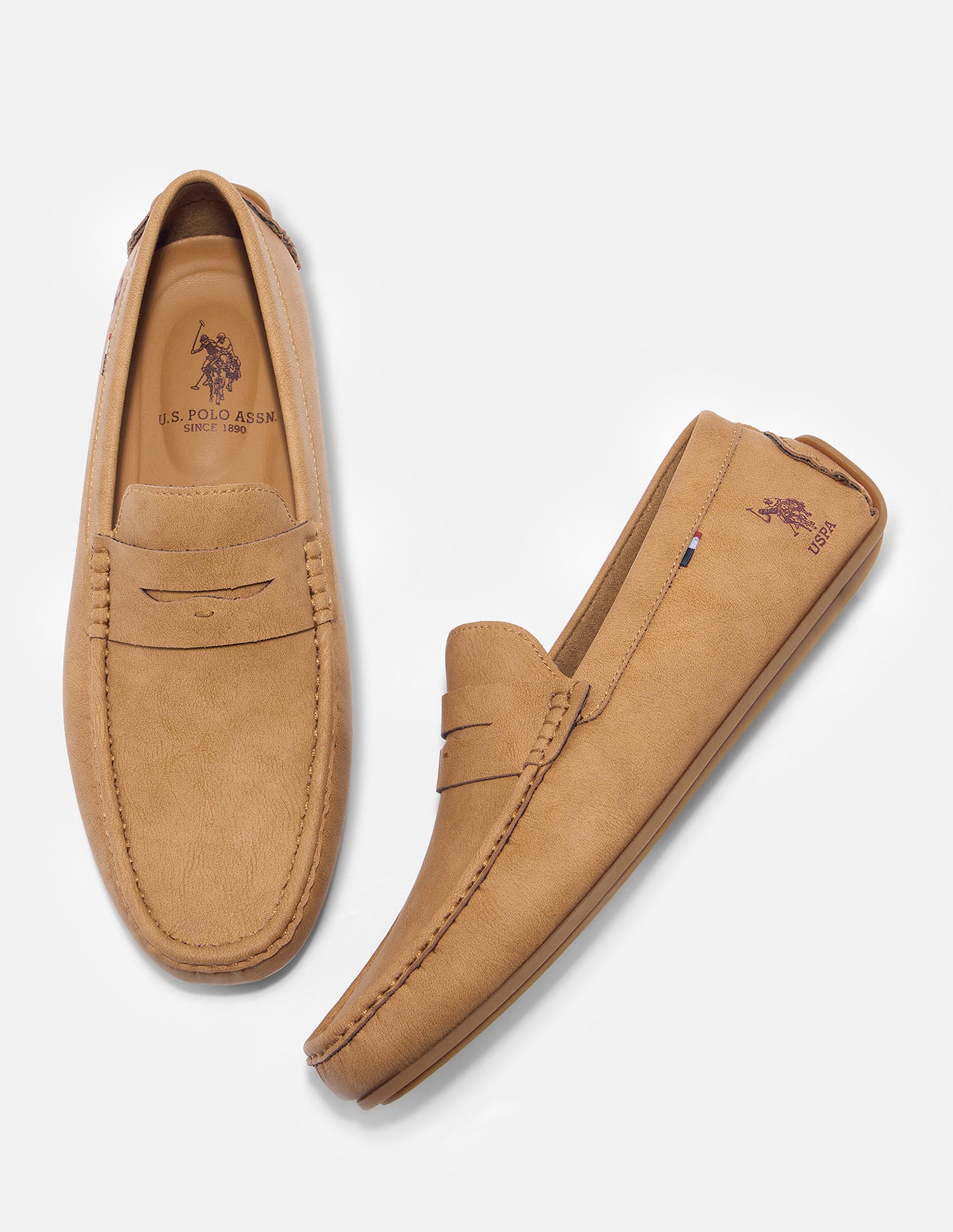 Round Toe Elric Loafers Tan - U.S. Polo Assn. India | Large