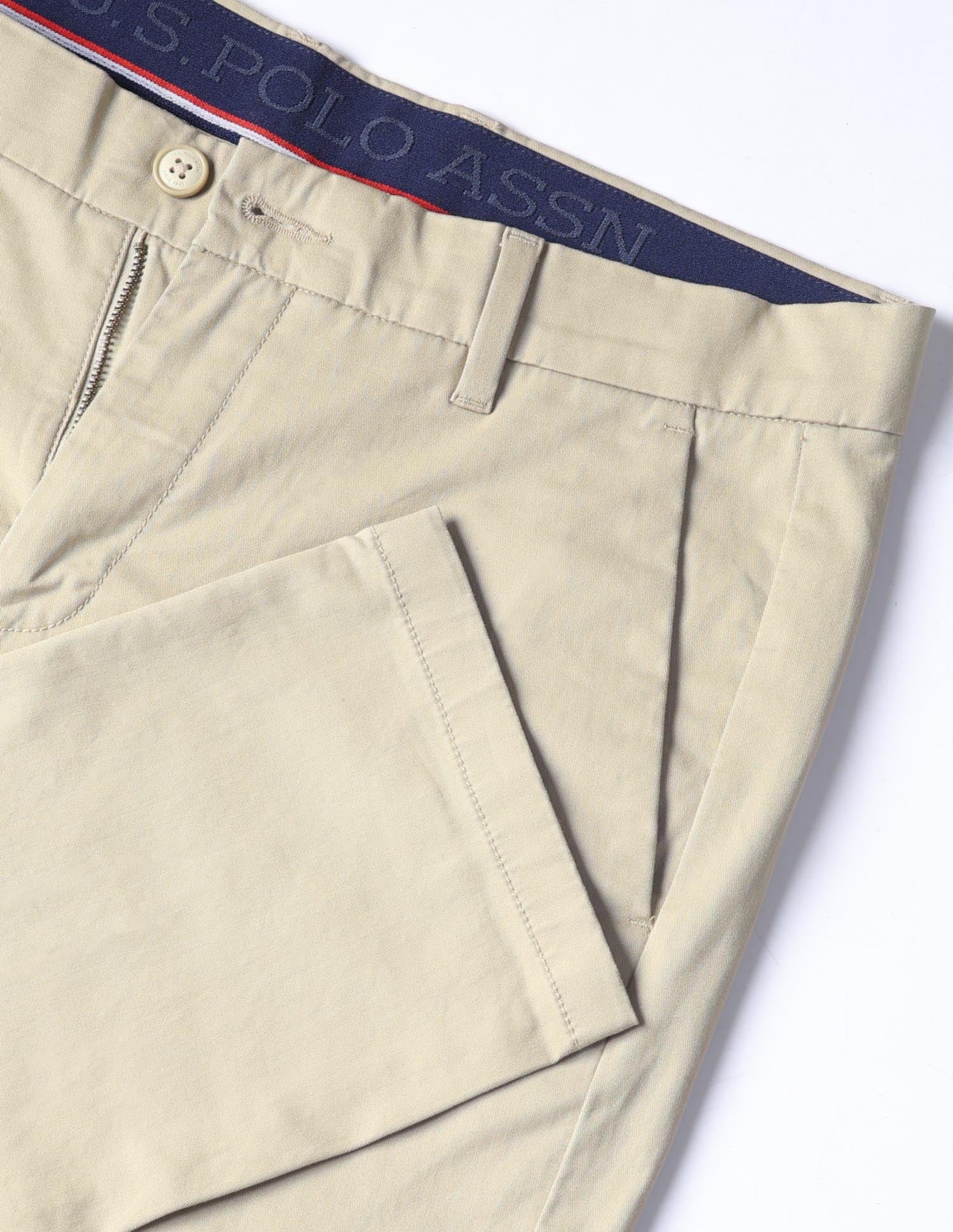 Twill Austin Trim Regular Fit Trousers Beige - U.S. POLO ASSN. | Large