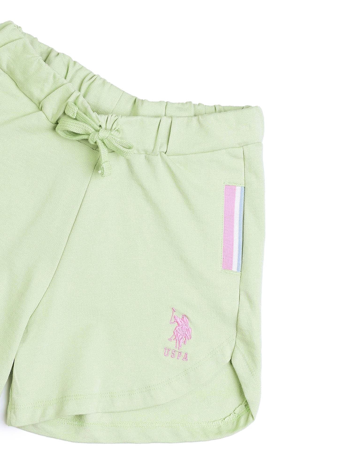 Girls Solid Regular Fit Shorts Light Green - U.S. POLO ASSN. | Large