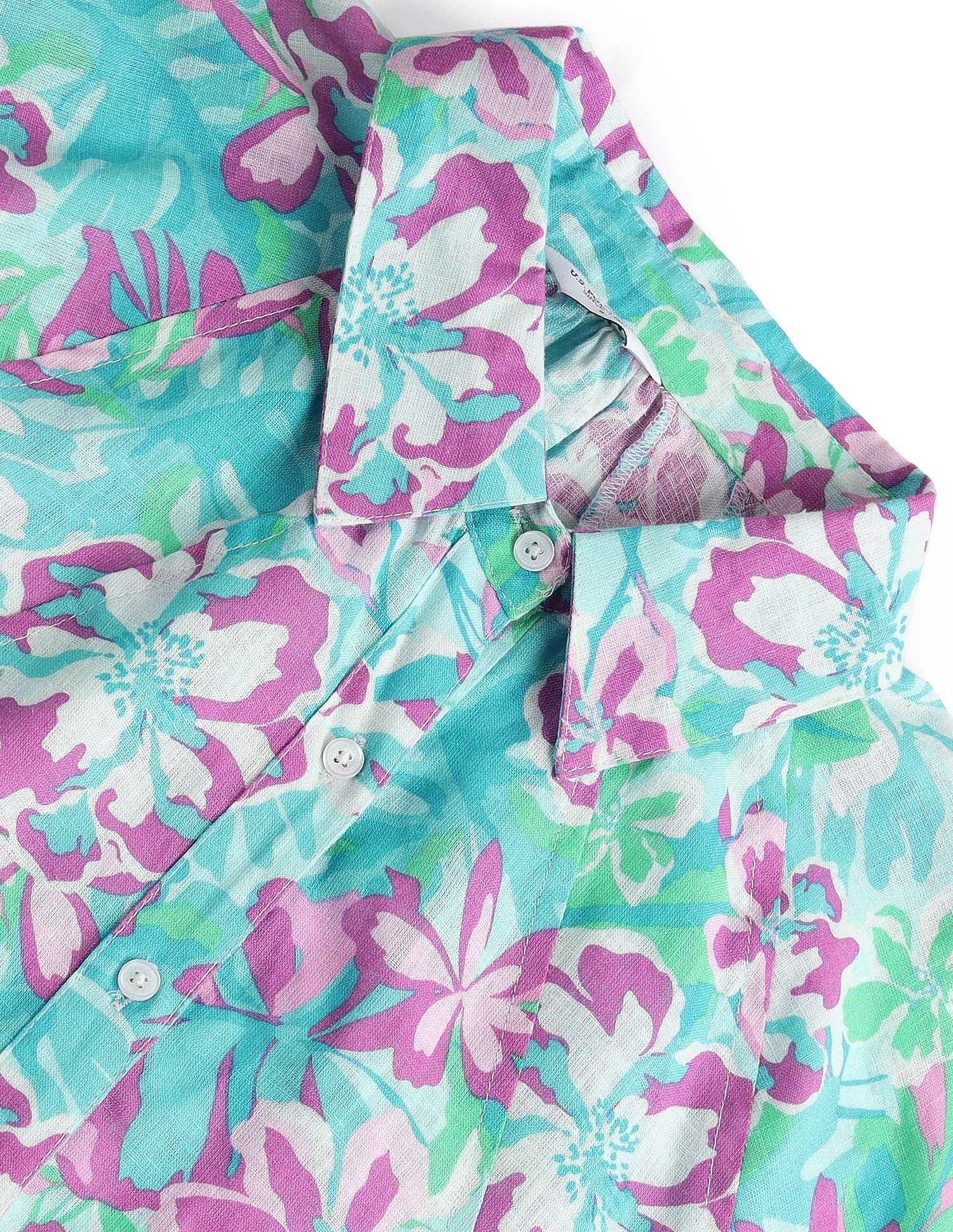 Cotton Raglan Sleeve Boyfriend Shirt Blue, Purple and Green - U.S. POLO ASSN. | Large