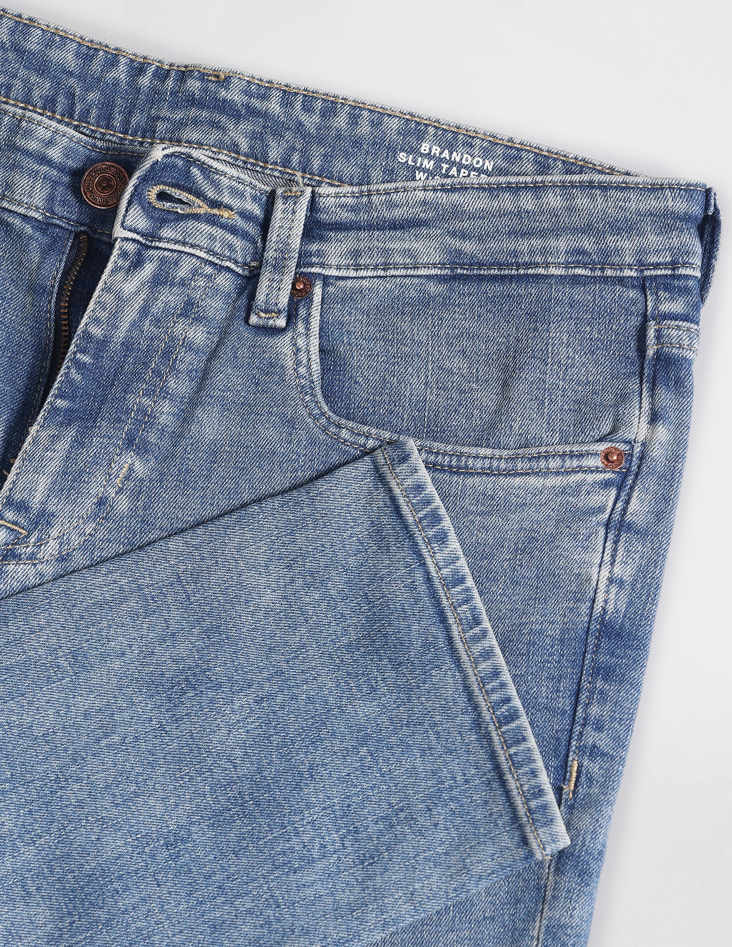 Mid Rise Slim Tapered Fit Jeans Blue - U.S. Polo Assn. India | Large