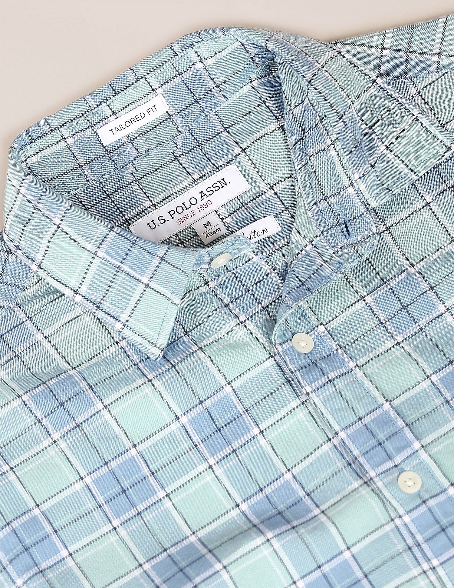 Tartan Check Tailored Fit Shirt Light Green - U.S. Polo Assn. India | Large