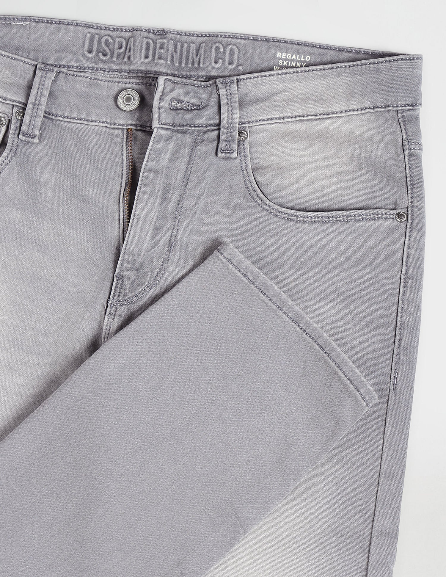 Regallo Skinny Fit Stone Wash Jeans Grey - U.S. Polo Assn. India | Large
