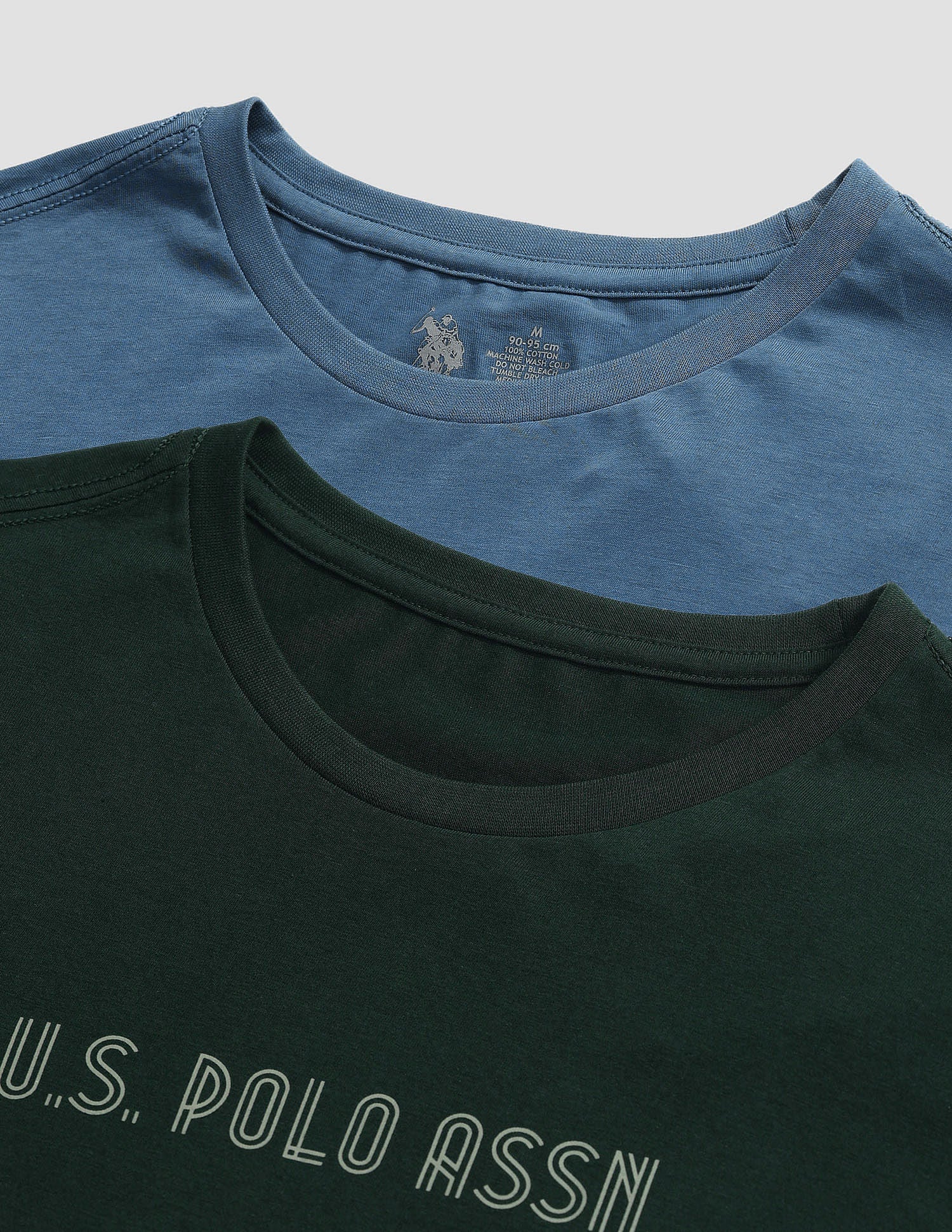 Brand Print Cotton OEE03 Lounge T-Shirt - Pack Of 2 Sky Blue and Dk Green - U.S. POLO ASSN. | Large