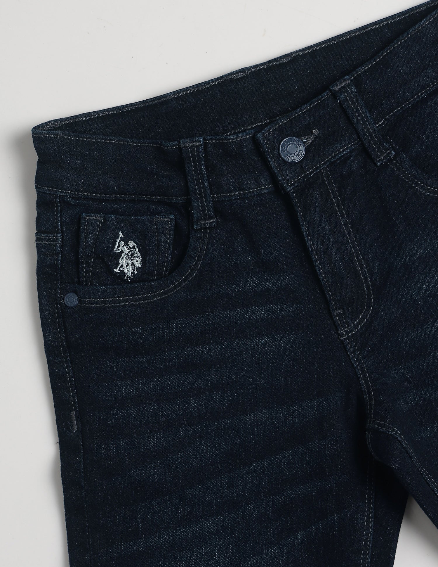 Whiskered Relaxed Fit Jeans Dark Blue - U.S. Polo Assn. India | Large
