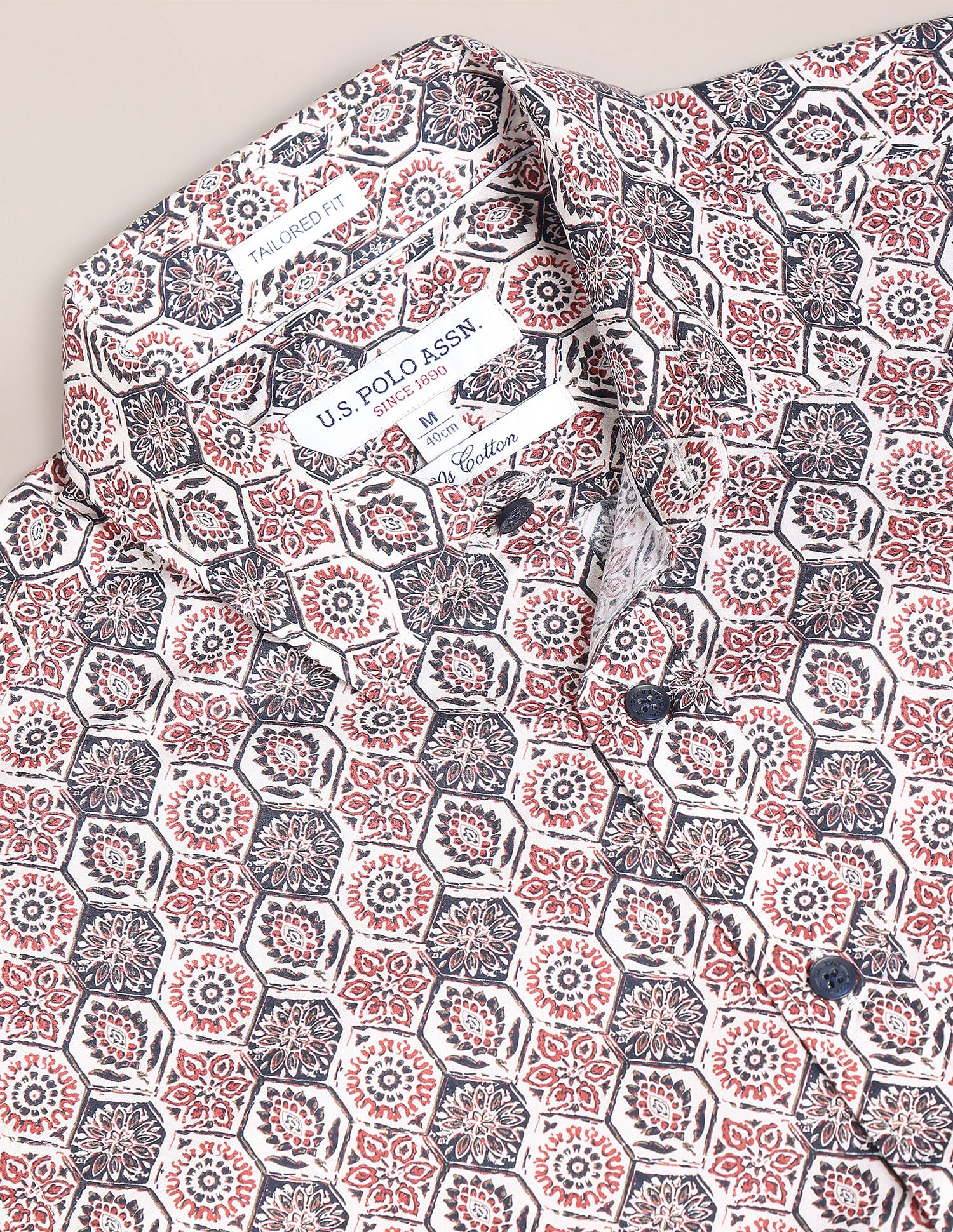 Long Sleeve Floral Print Shirt Maroon and White - U.S. Polo Assn. India | Large
