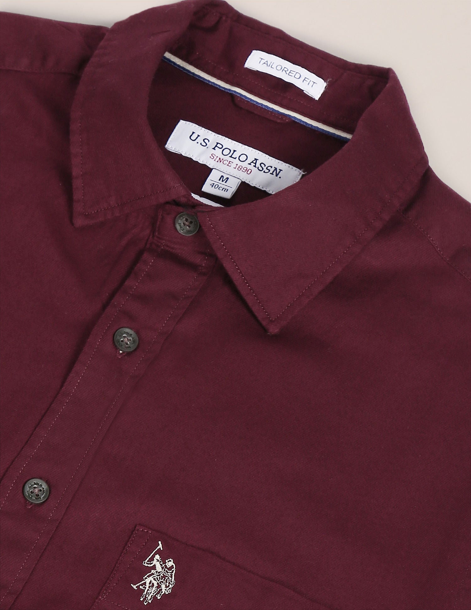 Men Maroon Pure Cotton Solid Casual Shirt Maroon - U.S. POLO ASSN. | Large