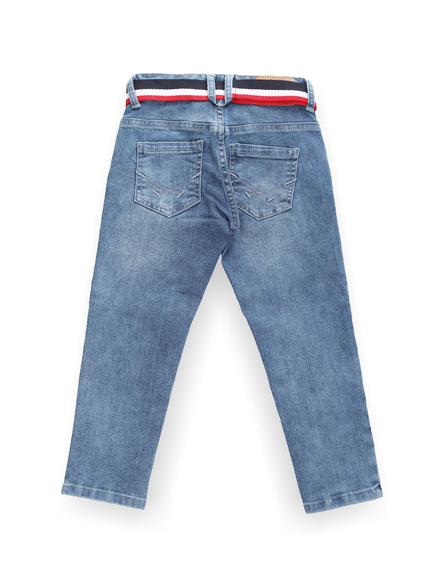 Boys Striped Belt Slim Jeans Blue - U.S. POLO ASSN. | Large