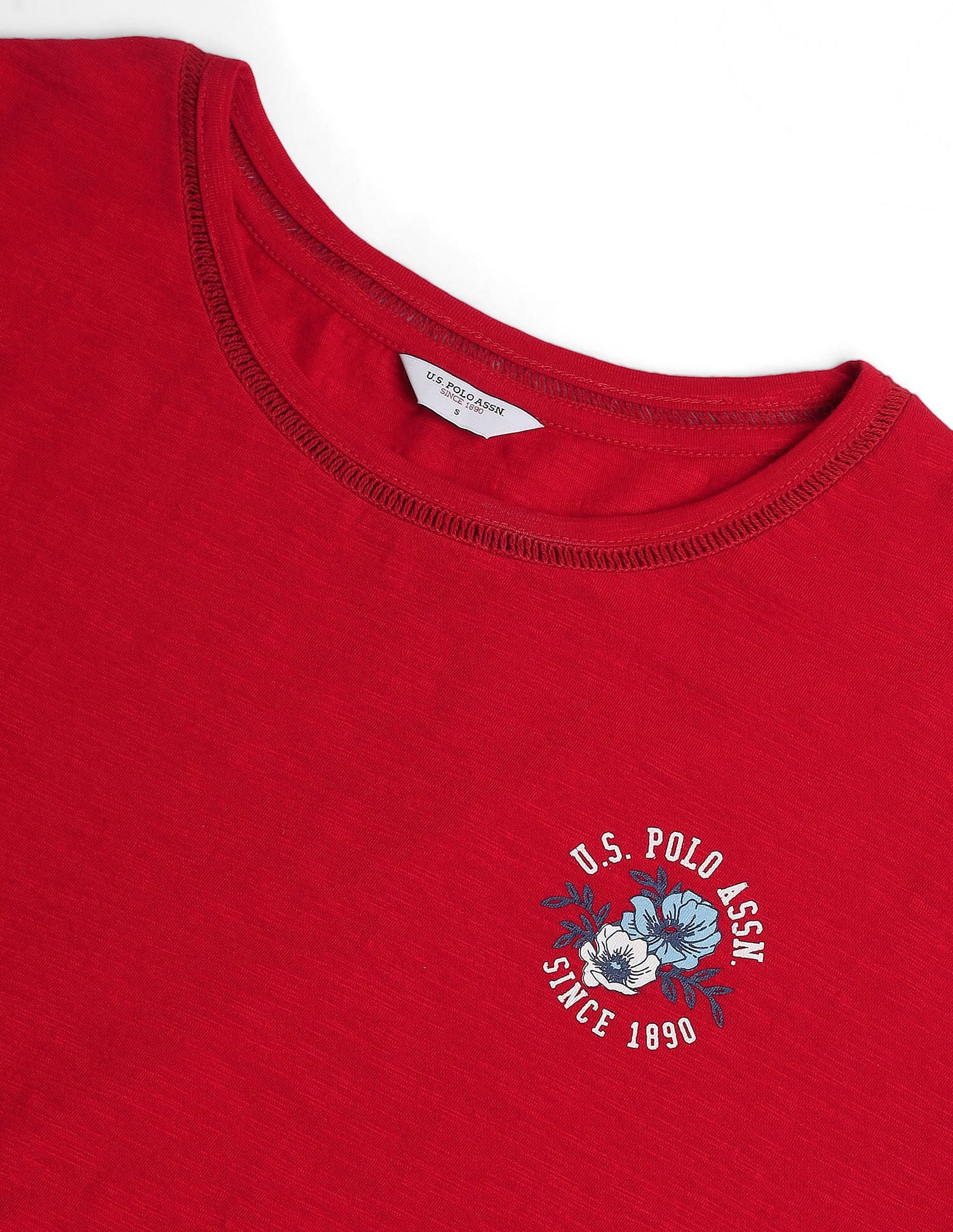 Pure Cotton Jersey Slub T-Shirt Red - U.S. POLO ASSN. | Large