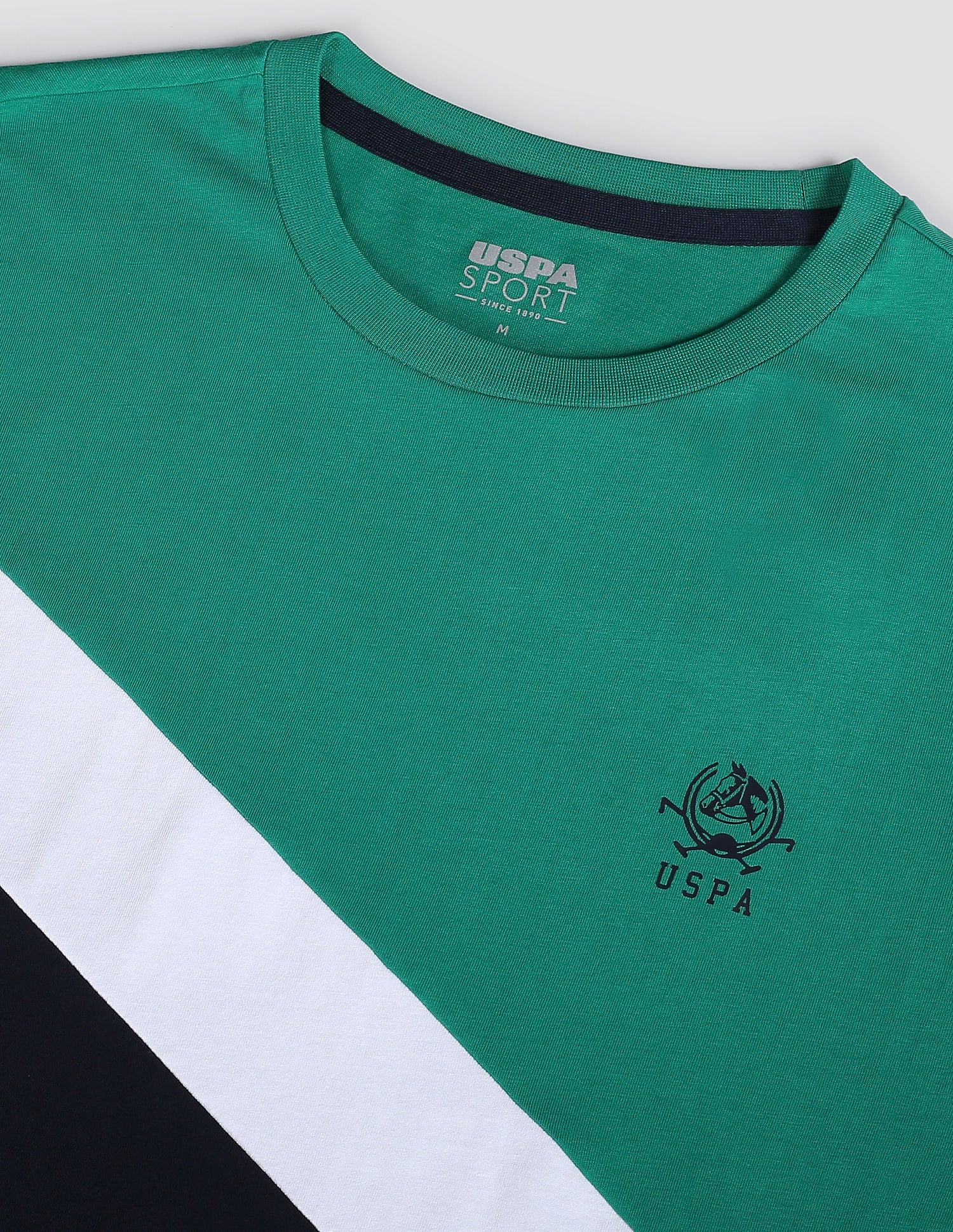 Diagonal Colour Block Active T-Shirt Green - U.S. Polo Assn. India | Large