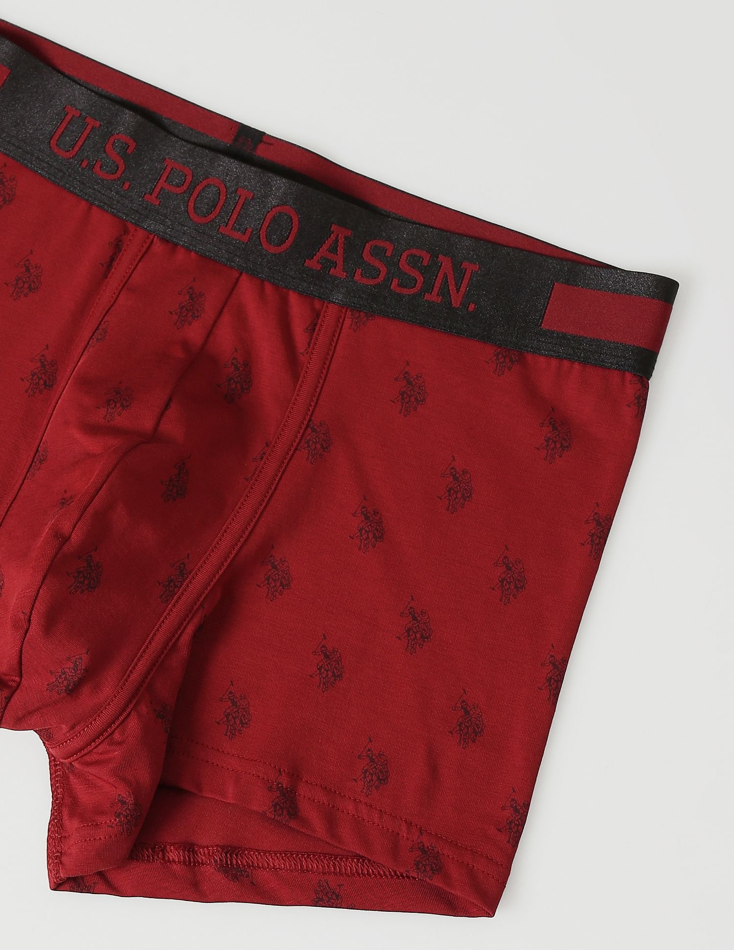 Mid Rise Brand Print PT002 Premium Trunks - Pack Of 1 Deep Red - U.S. POLO ASSN. | Large