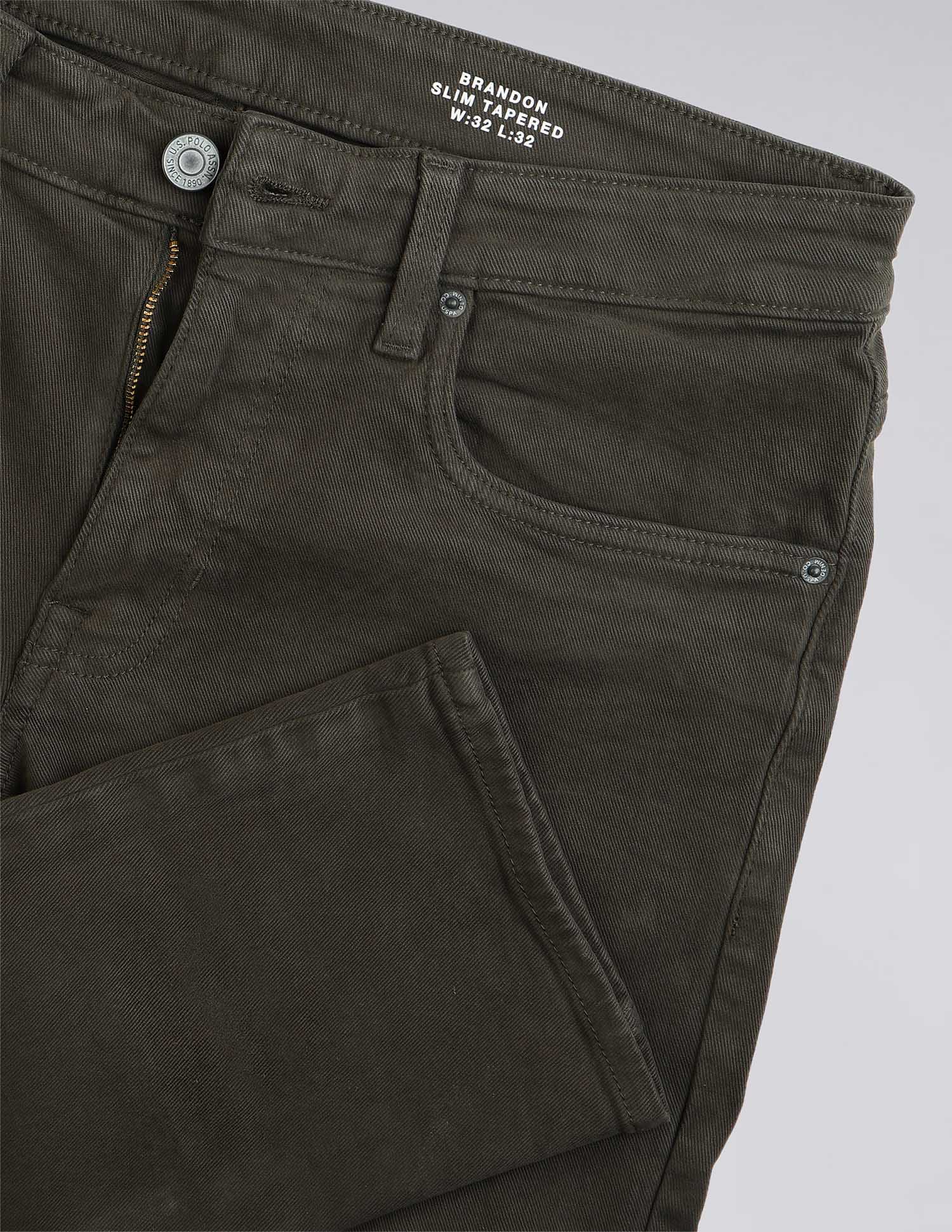 Brandon Slim Tapered Fit Green Jeans Olive - U.S. POLO ASSN. | Large