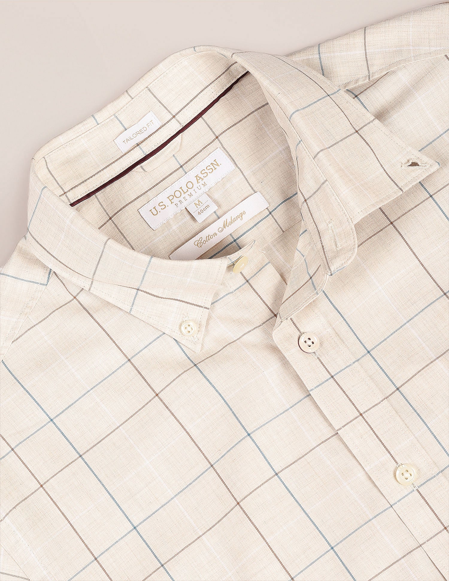 Twill Cotton Shirt Beige - U.S. Polo Assn. India | Large