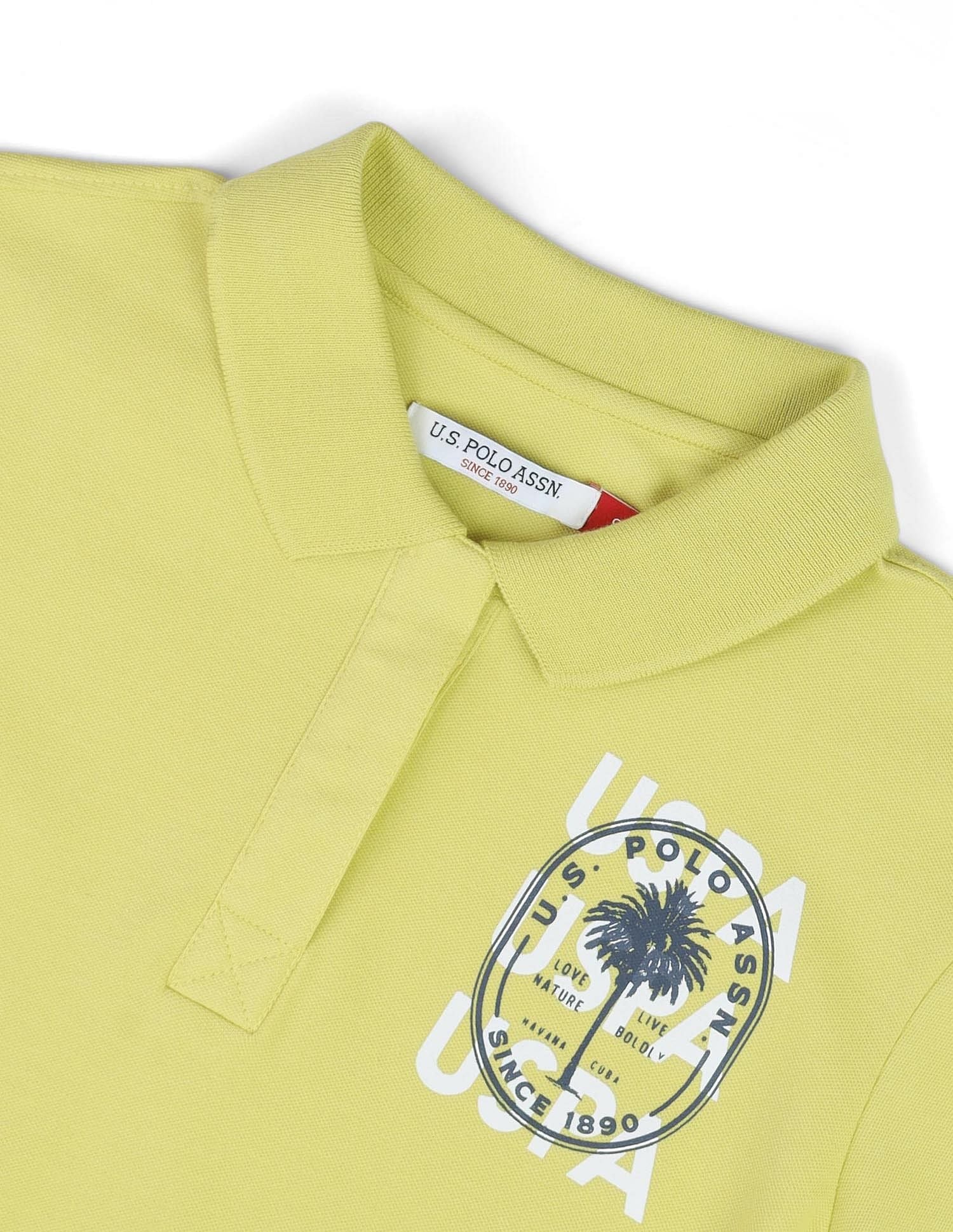 Chest Logo Pique Polo Shirt Yellow - U.S. POLO ASSN. | Large