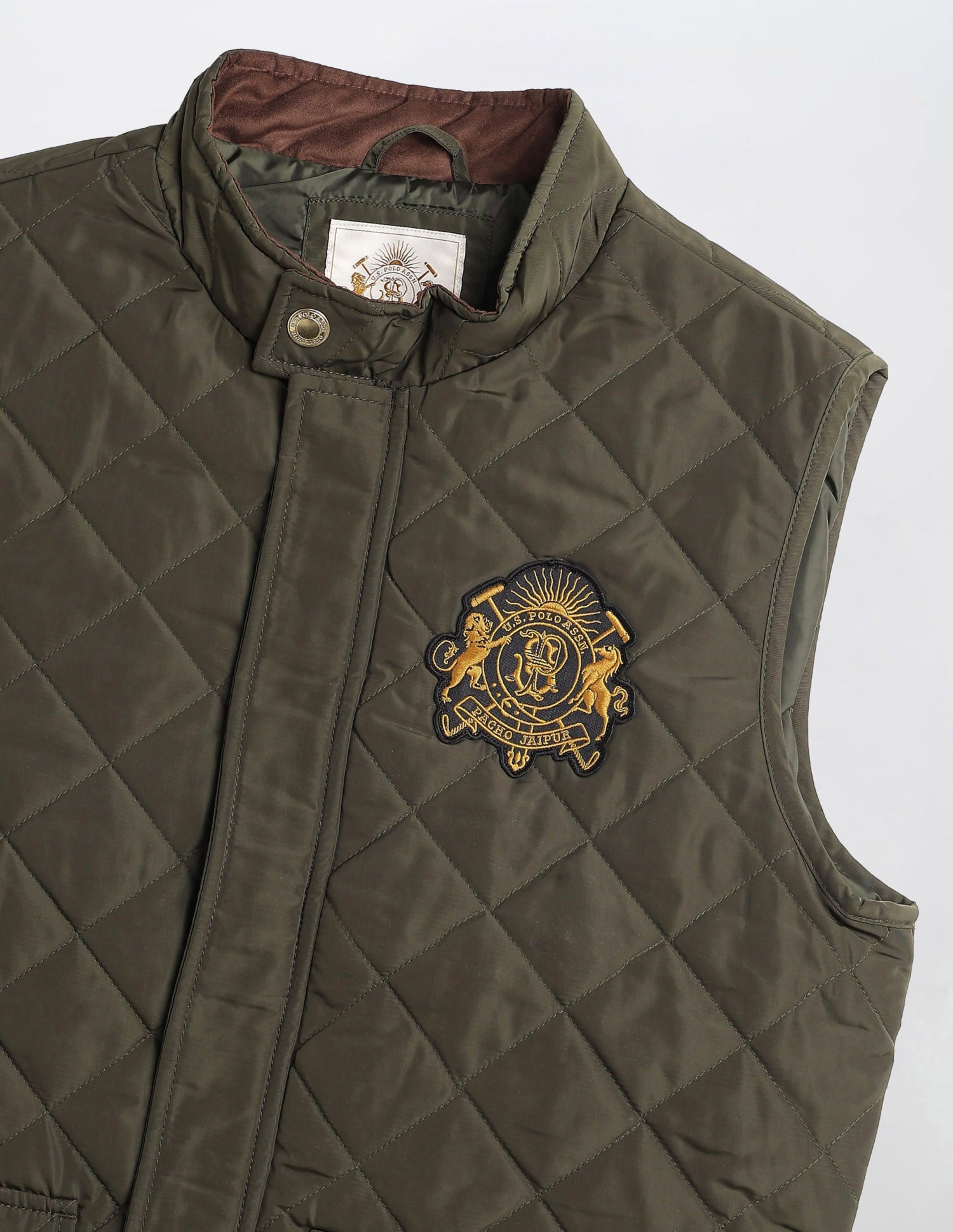 High Neck Solid Quilted Jacket Olive - U.S. POLO ASSN. | Large