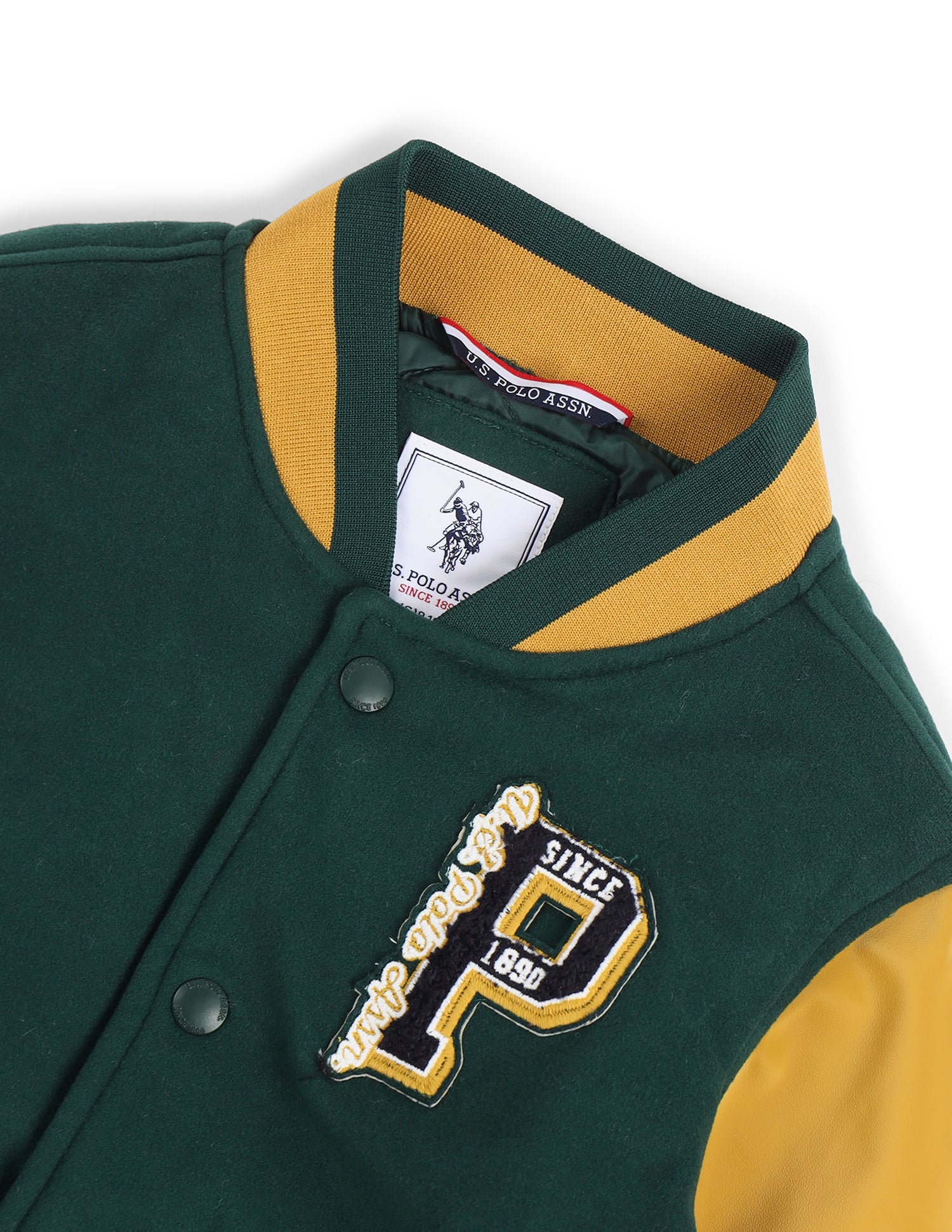 Boys Colour Blocked Spread Collar Jacket Green - U.S. POLO ASSN. | Large