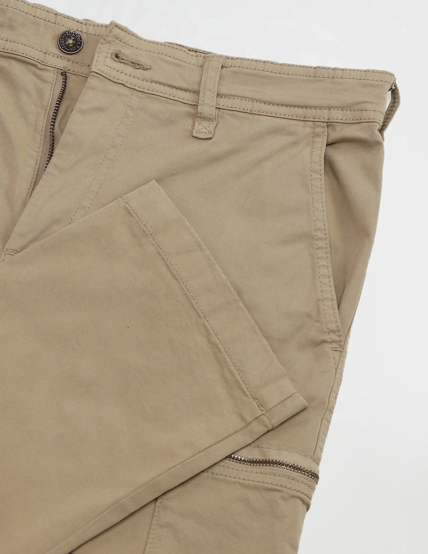 Straight Solid Trousers Khaki - U.S. Polo Assn. India | Large