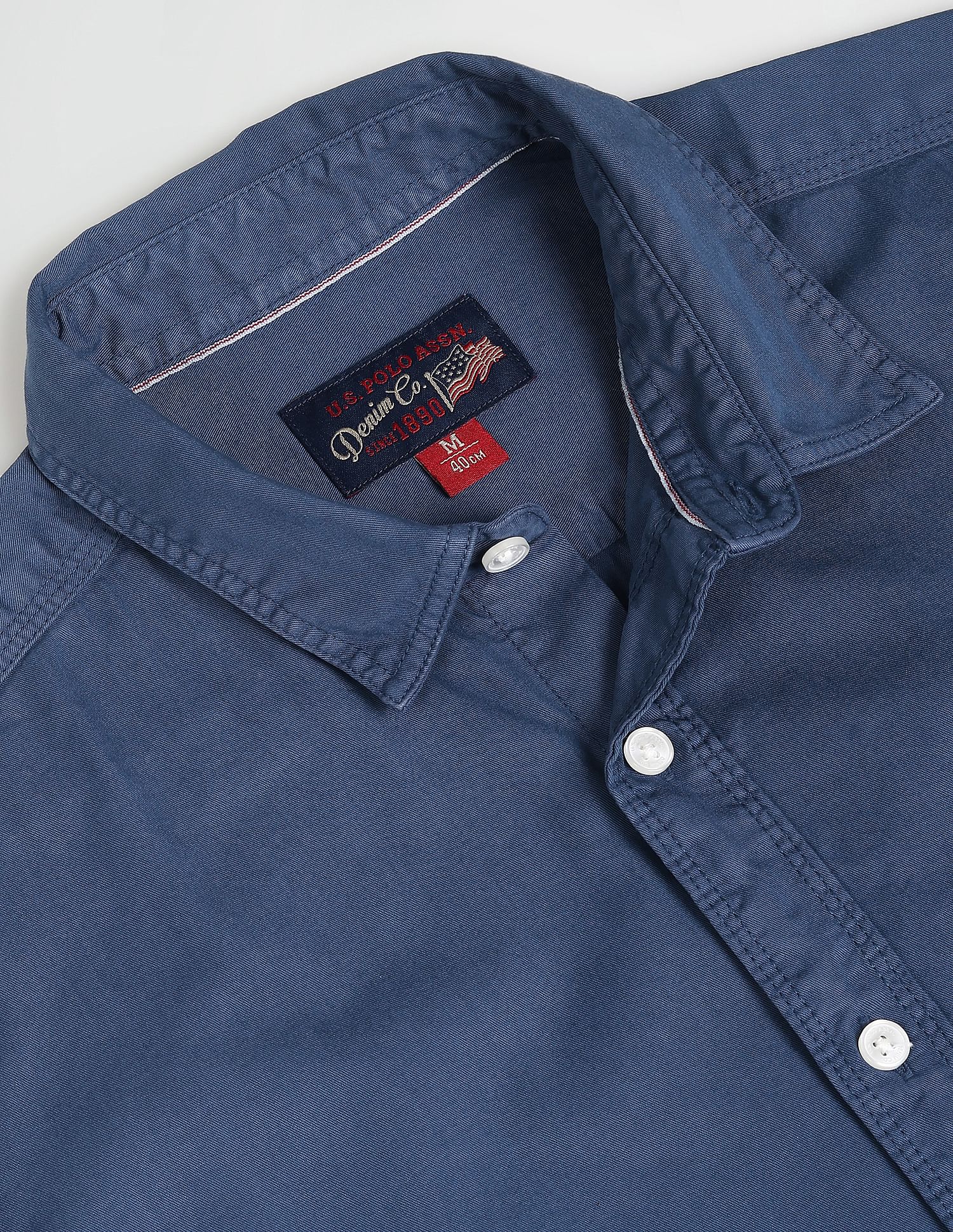 Cotton Twill Slim Fit Shirt Blue - U.S. POLO ASSN. | Large