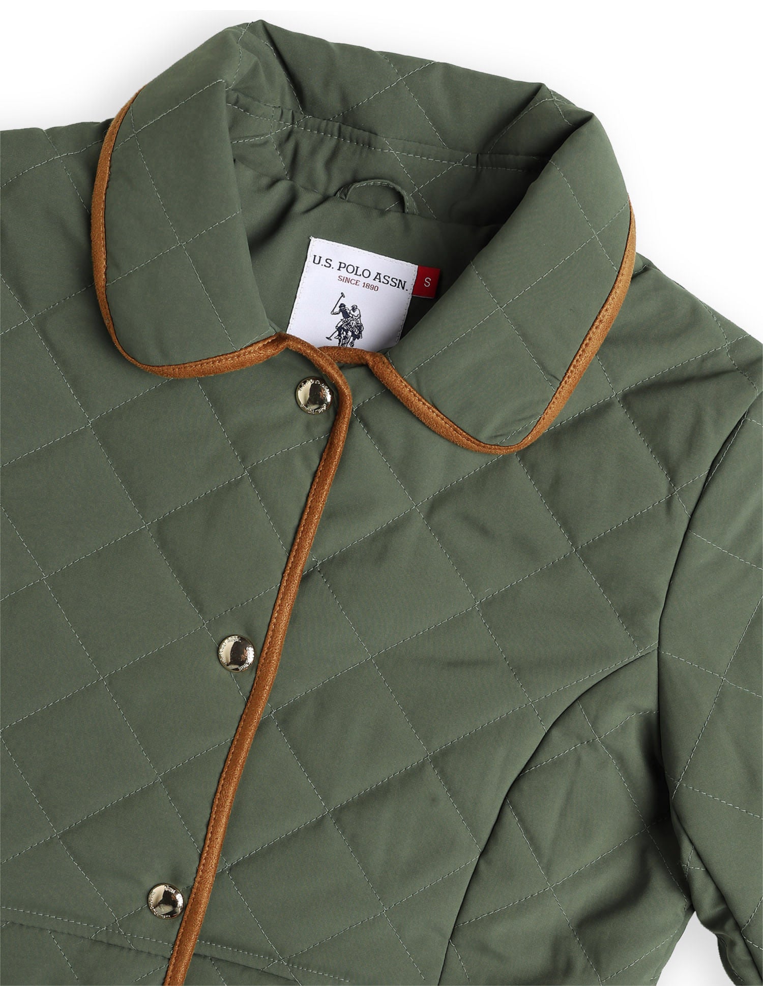 Solid Regular Fit Quilted Jacket Green - U.S. POLO ASSN. | Large