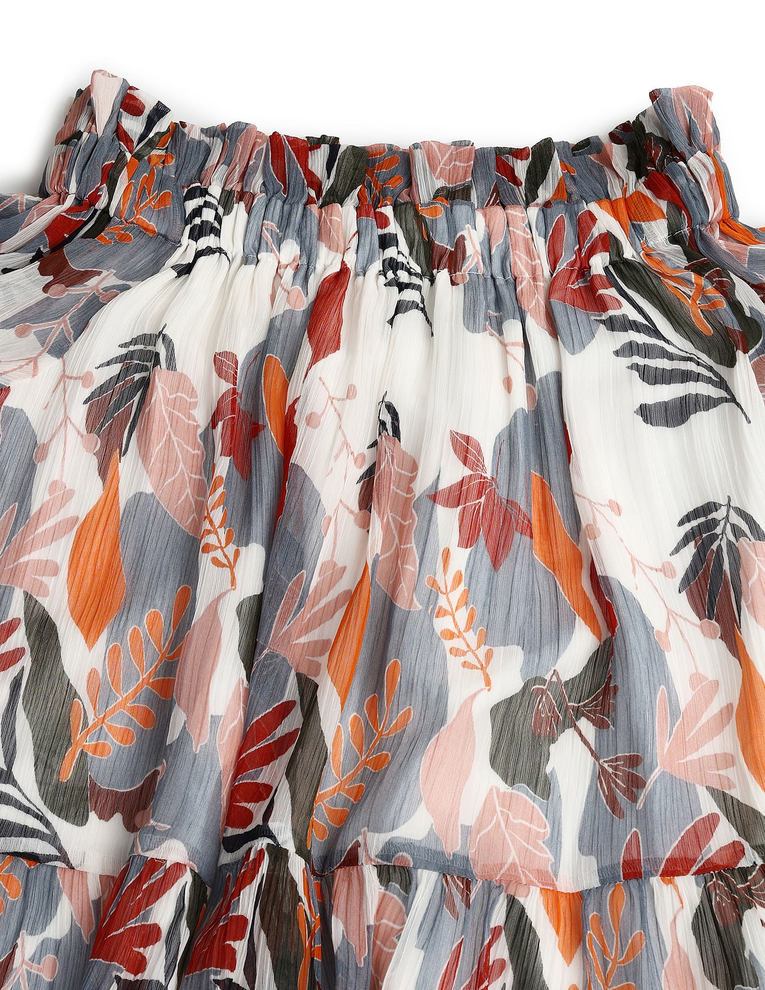 Chiffon Printed A-Line Dress White, Grey and Red - U.S. POLO ASSN. | Large