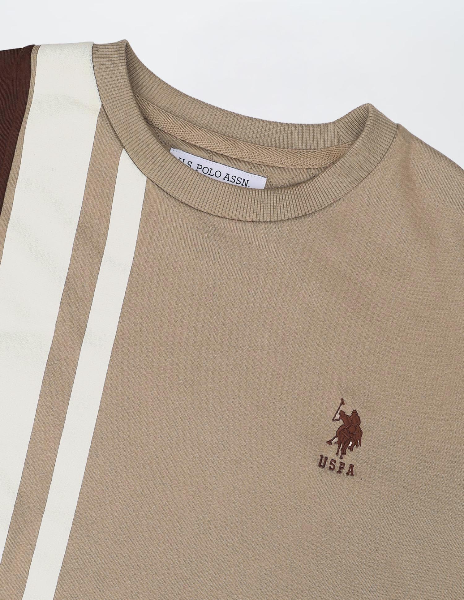 Colorblocked Regular Fit Sweatshirt Light Brown - U.S. POLO ASSN. | Large