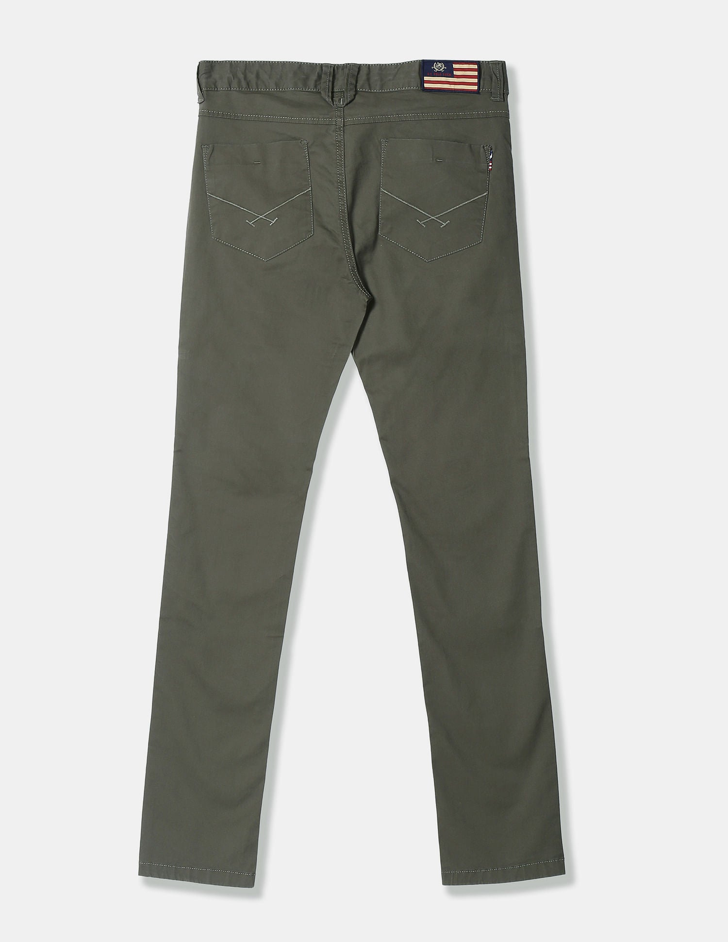 Regular Fit Solid Trousers Dark Green - U.S. Polo Assn. India | Large