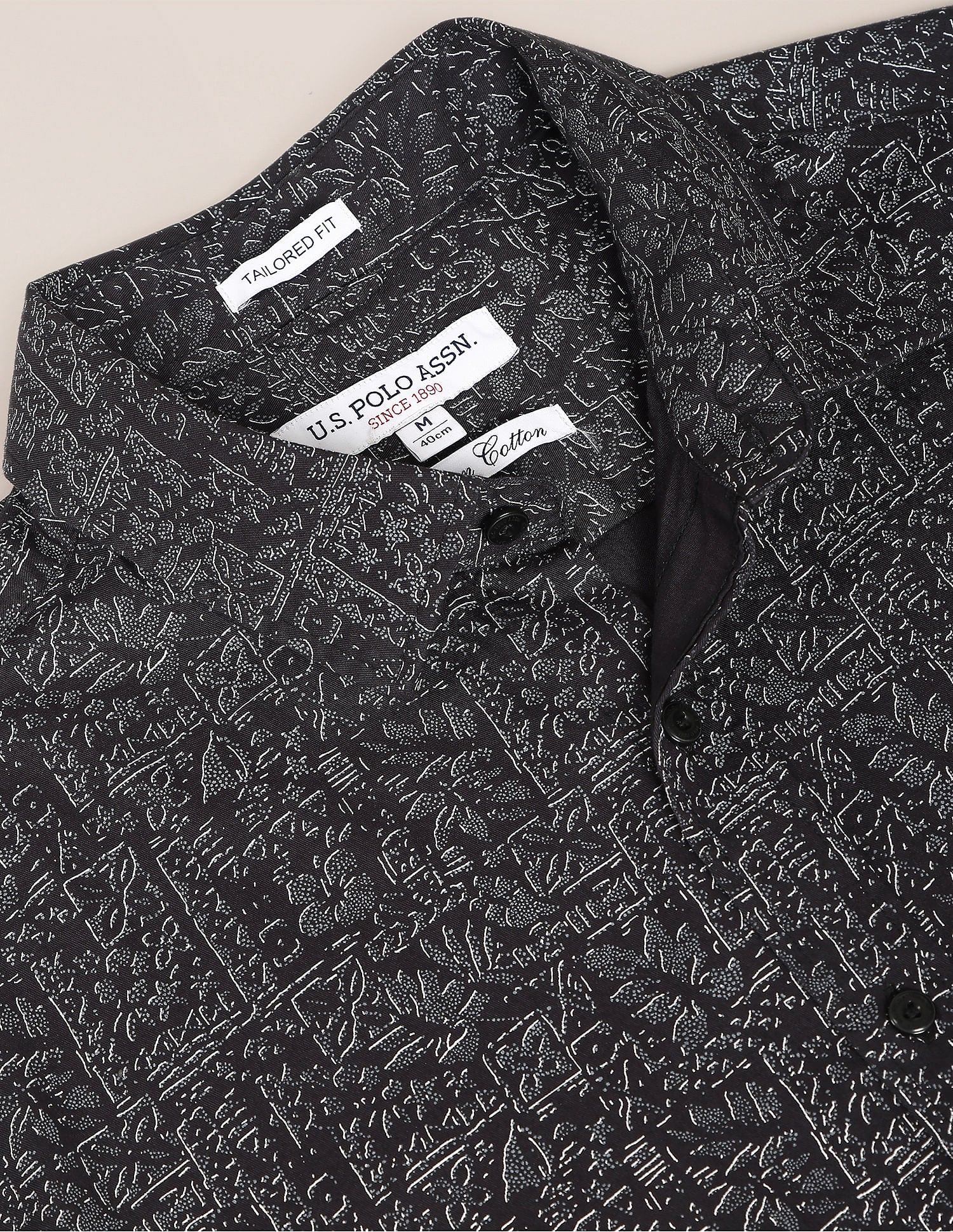 Premium Cotton Abstract Print Shirt Black - U.S. Polo Assn. India | Large