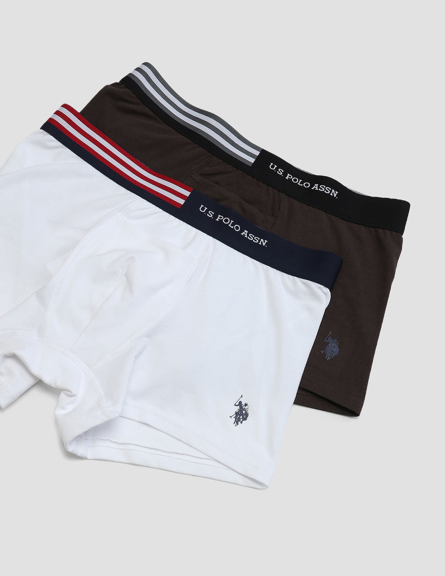 Flag Elastic Antibacterial OET06 Trunks - Pack Of 2 White and Black - U.S. POLO ASSN. | Large