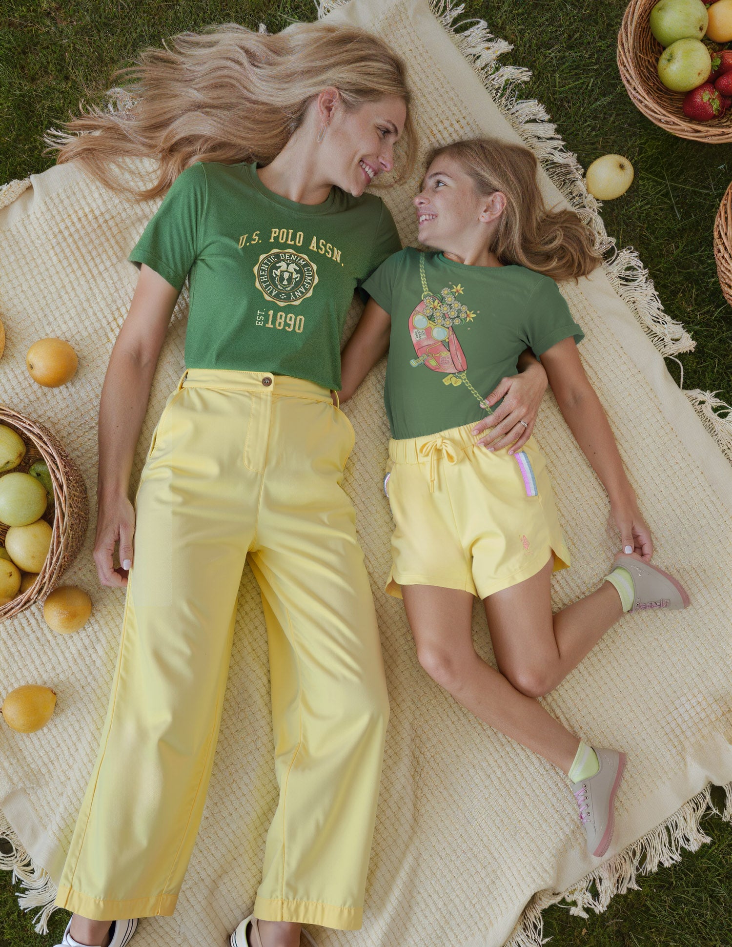 Girls Graphic Printed Relaxed Fit T-Shirt Olive - U.S. POLO ASSN. | Large