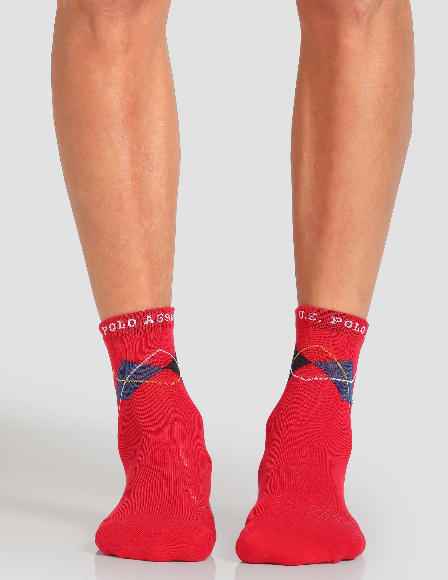 Aloe Finish Ankle Length ES002 Socks - Pack Of 3 Black, Red and Navy - U.S. POLO ASSN. | Large