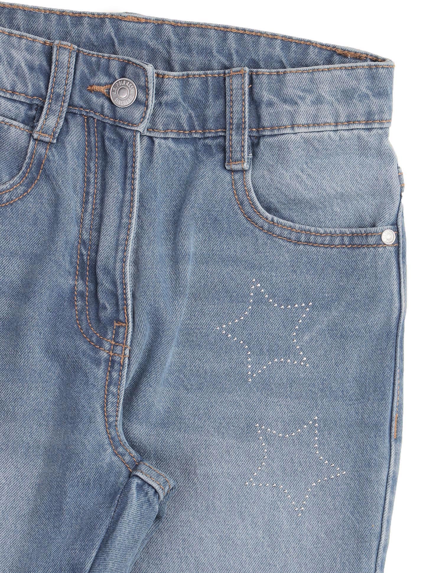 Girls Regular Fit Whiskered Jeans Dark Blue - U.S. POLO ASSN. | Large