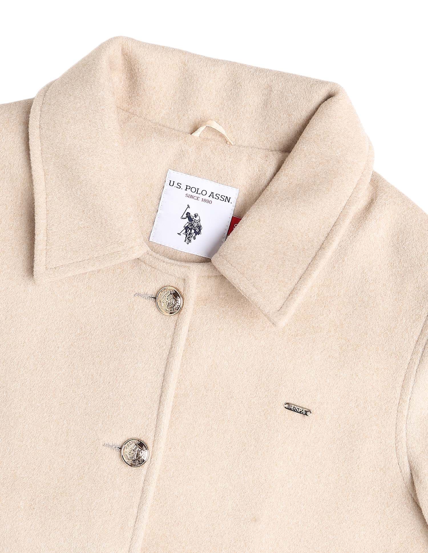 Textured Cropped Regular Fit Jacket White - U.S. POLO ASSN. | Large